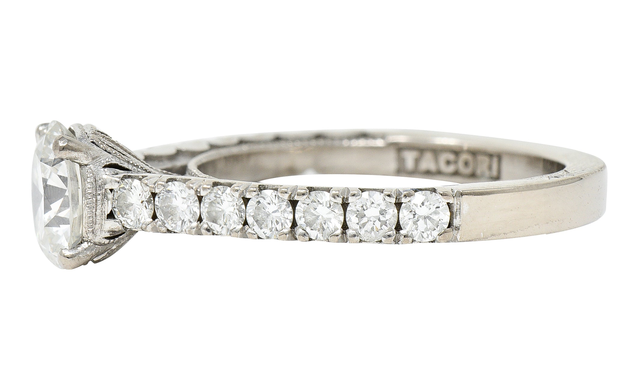 Tacori 1.71 CTW Diamond 18 Karat White Gold Engagement Ring GIARing - Wilson's Estate Jewelry