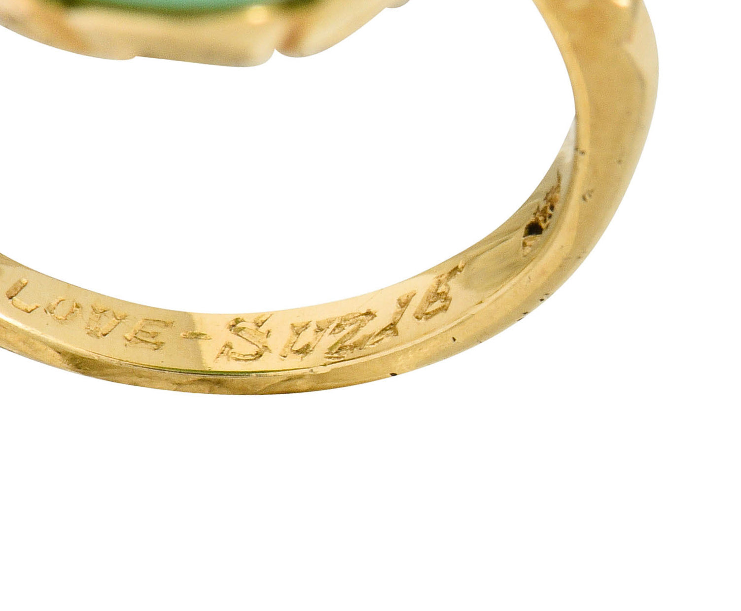 Jade 14 Karat Yellow Gold Cabochon Ring Circa 1950's - Wilson's Estate Jewelry