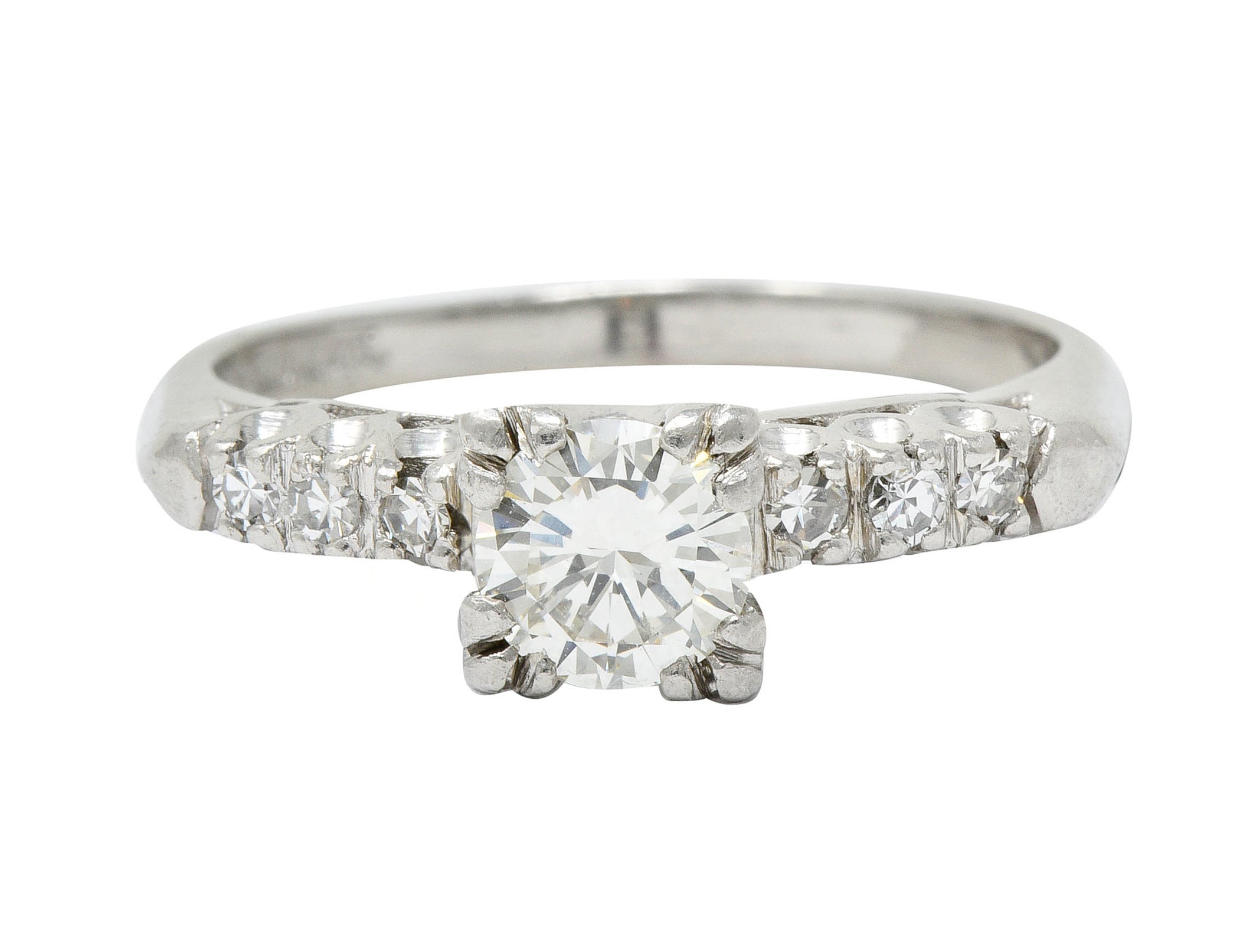 1940's Retro 0.78 CTW Diamond Platinum Fishtail Engagement RingRing - Wilson's Estate Jewelry