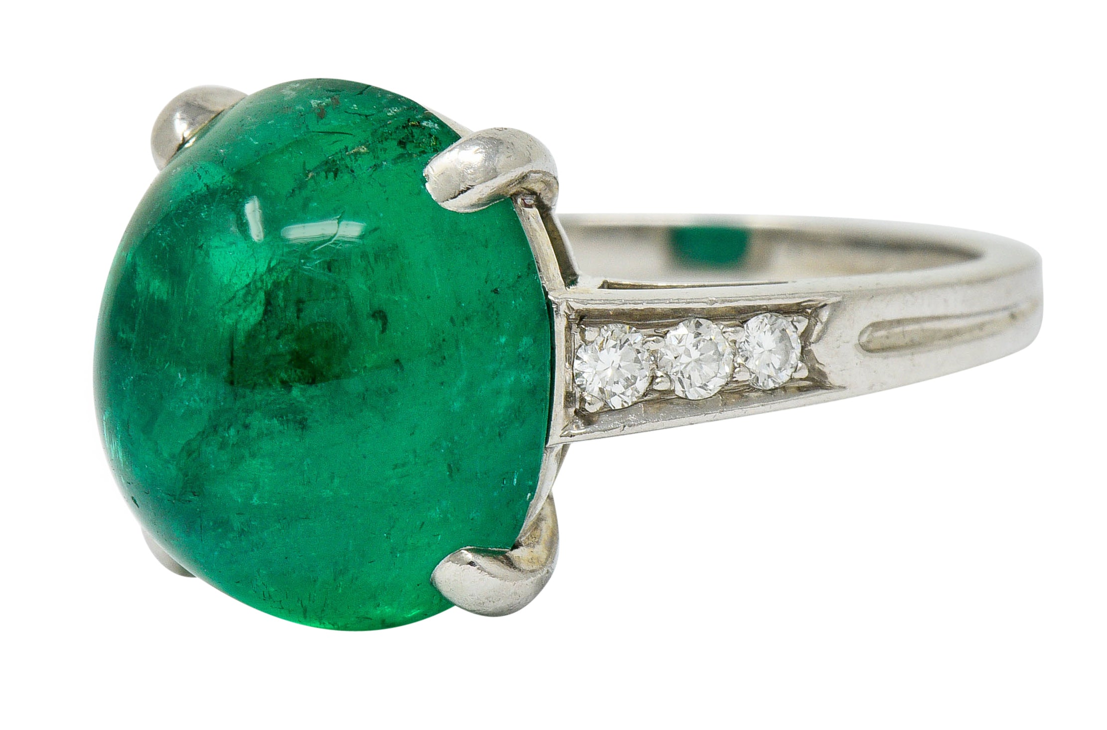 Tiffany & Co. Retro 7.15 CTW Colombian Emerald Diamond Platinum Statement Ring AGLRing - Wilson's Estate Jewelry