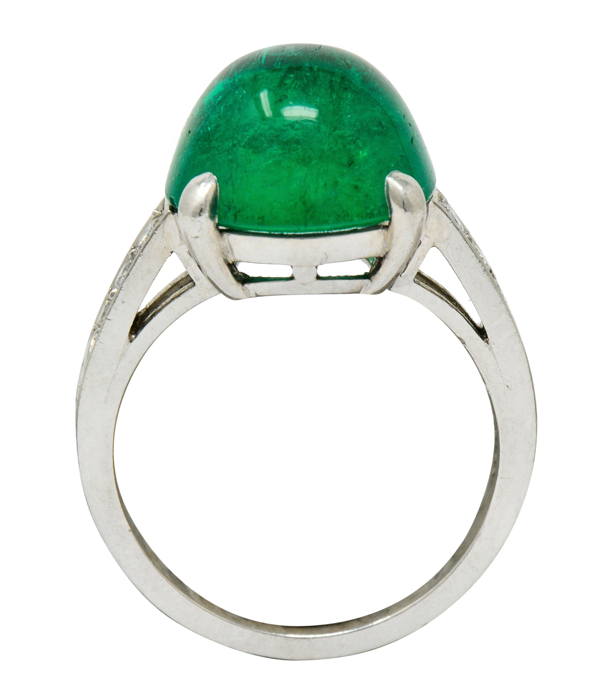 Tiffany & Co. Retro 7.15 CTW Colombian Emerald Diamond Platinum Statement Ring AGLRing - Wilson's Estate Jewelry