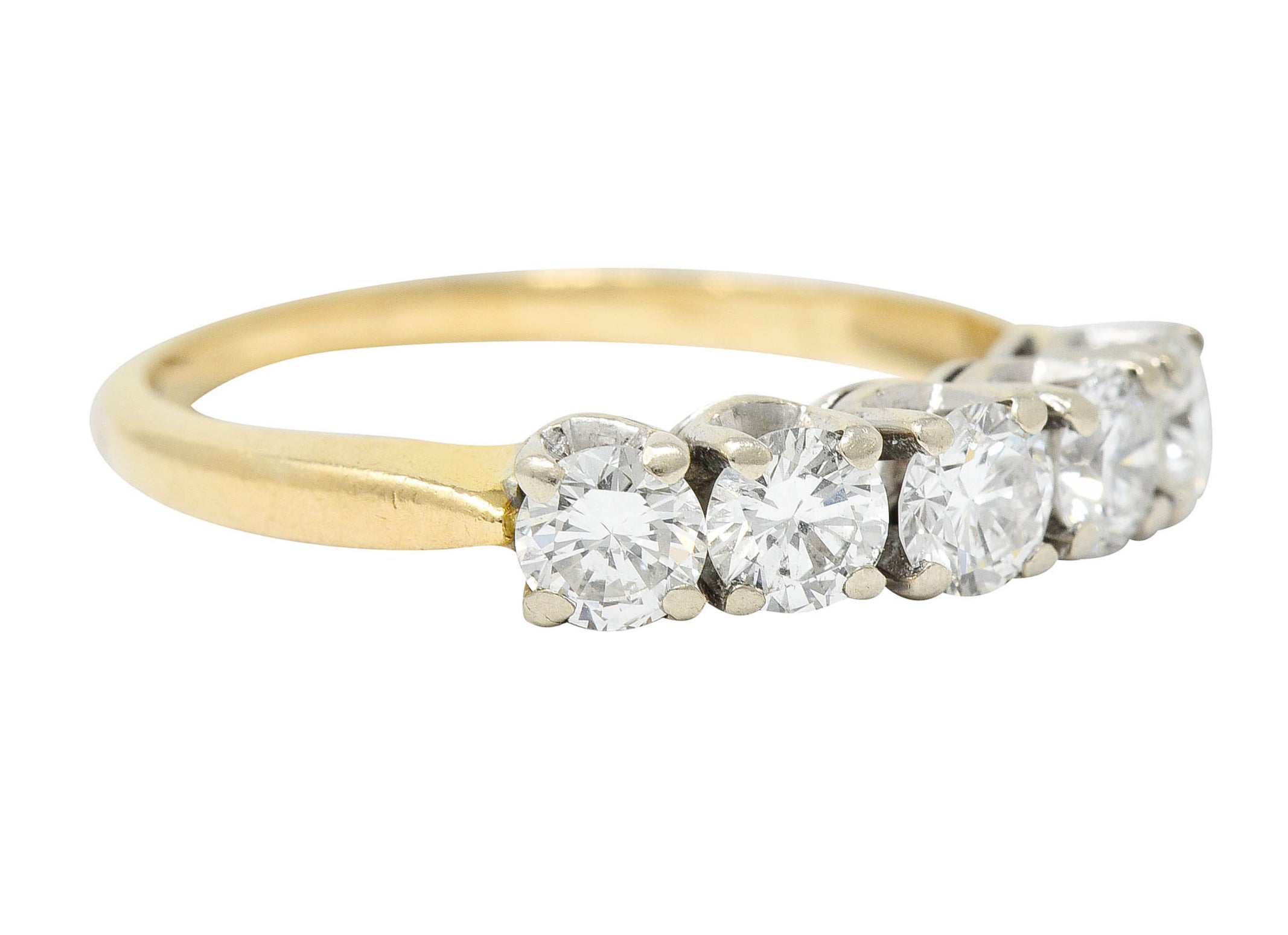 Retro 1.00 CTW Diamond 14 Karat Two-Tone Gold Stacking Band RingRing - Wilson's Estate Jewelry