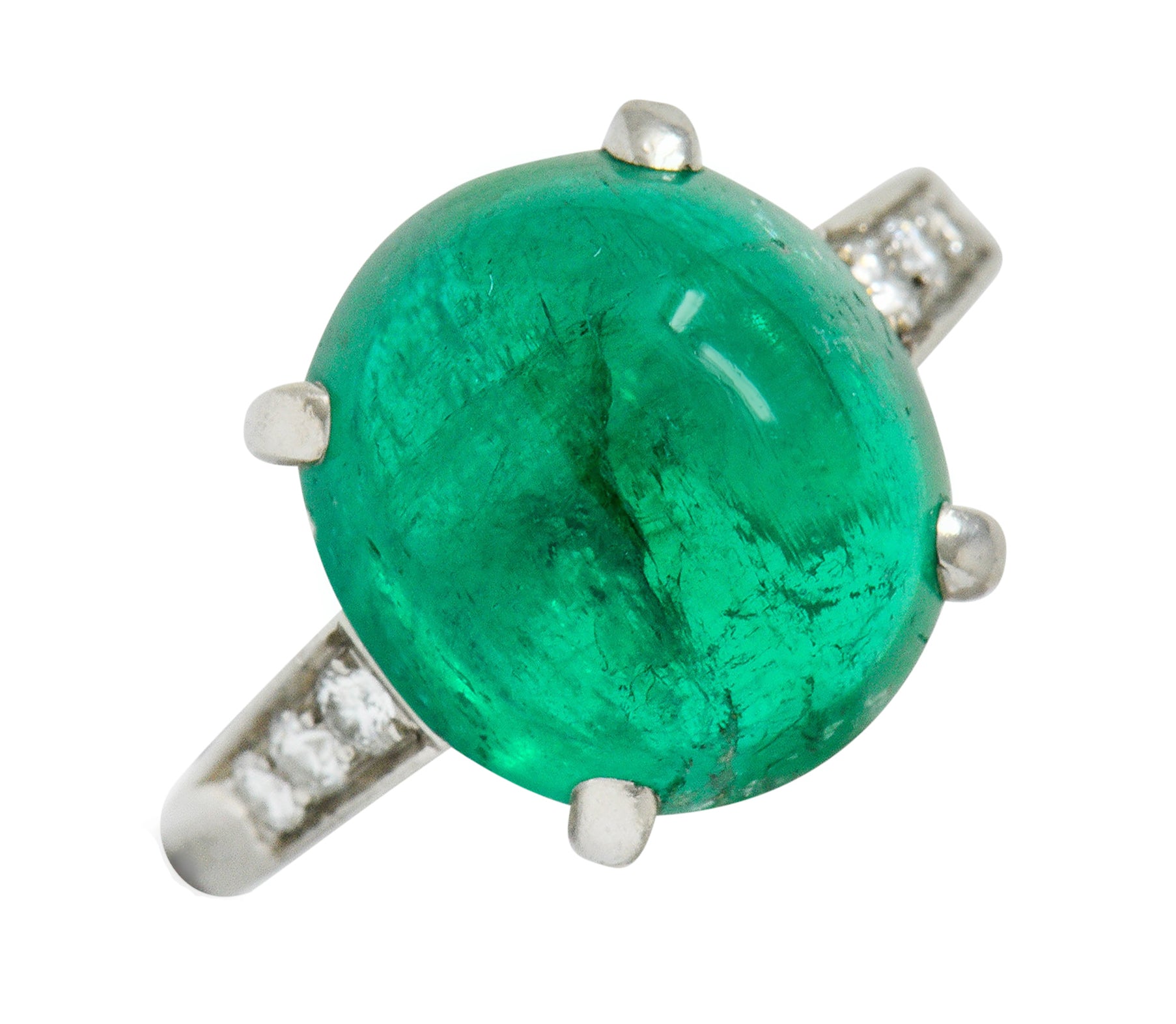 Tiffany & Co. Retro 7.15 CTW Colombian Emerald Diamond Platinum Statement Ring AGLRing - Wilson's Estate Jewelry