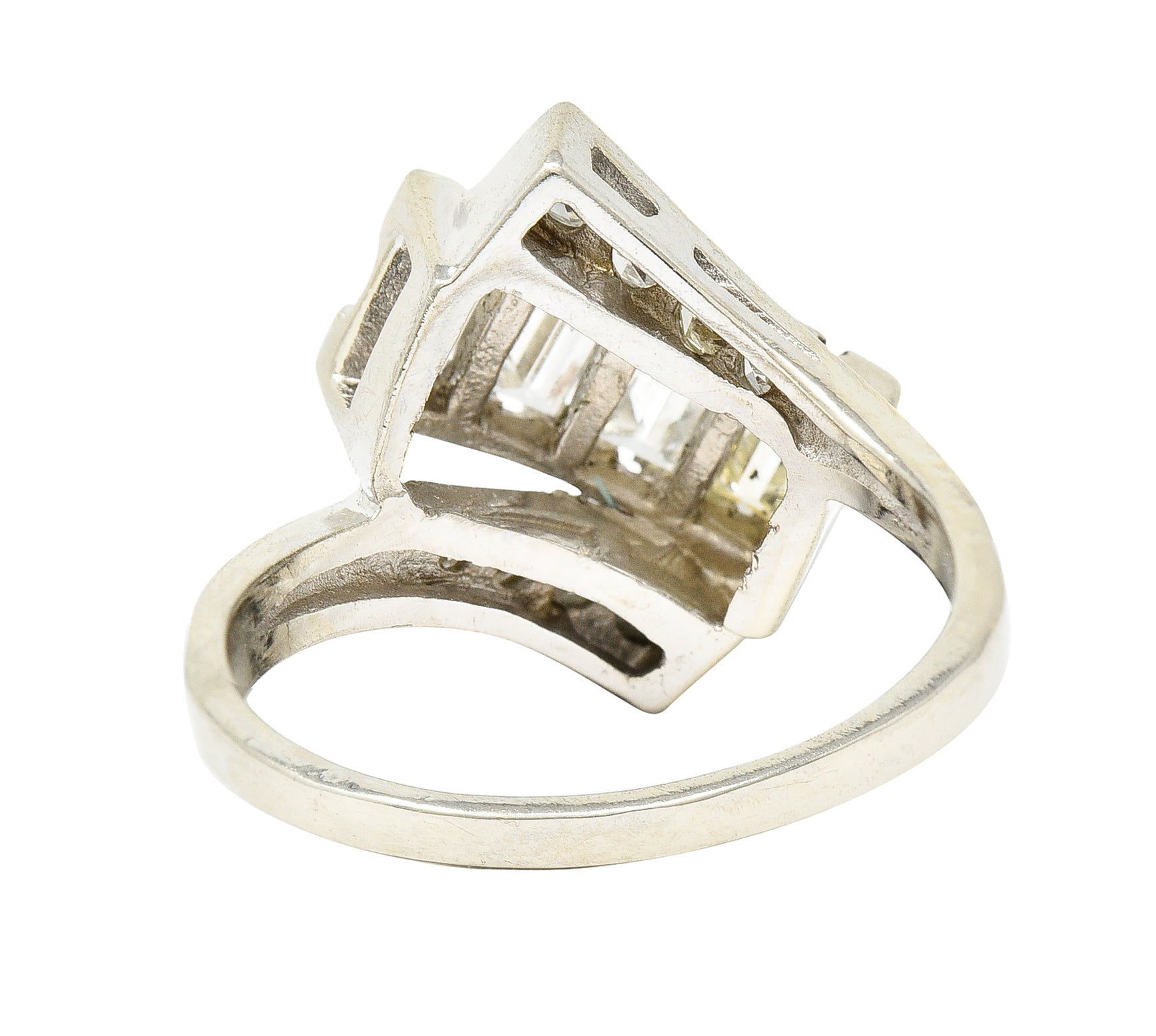 Art Deco 1.00 CTW Diamond 14 Karat White Gold Vintage Bypass Ring Wilson's Estate Jewelry