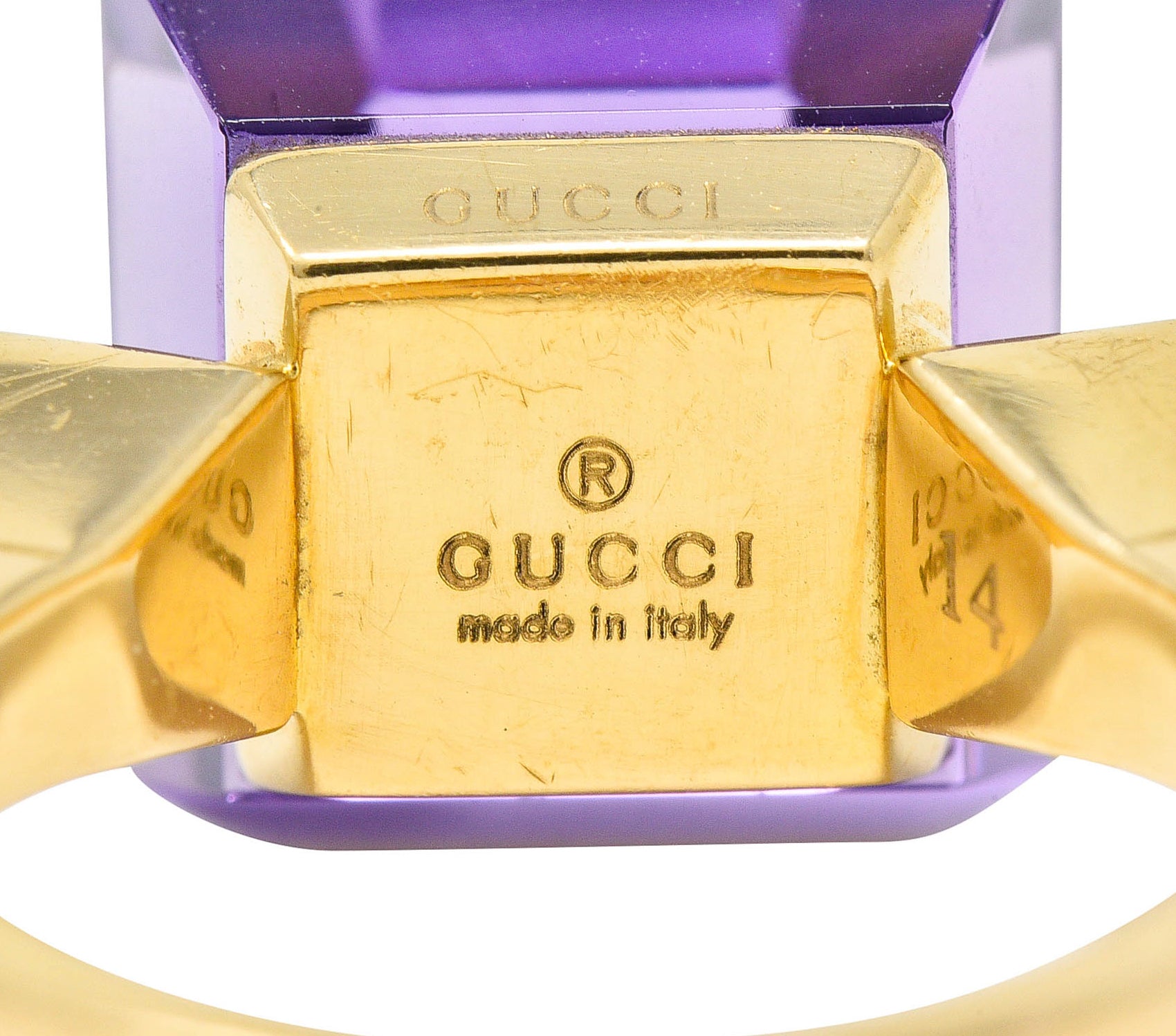 Gucci Amethyst 18 Karat Gold Chiodo Statement RingRing - Wilson's Estate Jewelry