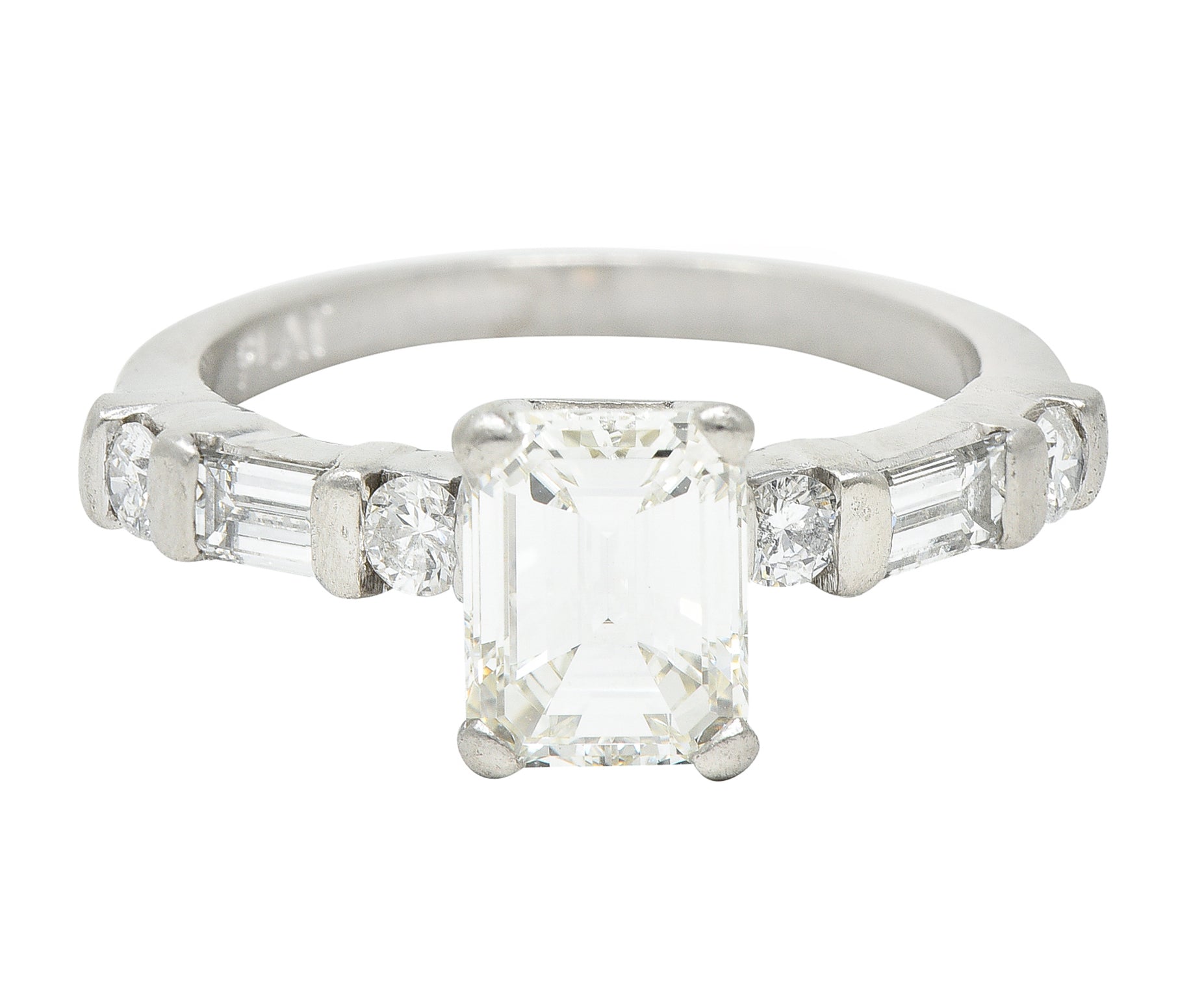 Mid-Century 1.85 CTW Emerald Cut Diamond Platinum Engagement Ring Circa 1950 Wilson's Antique & Estate Jewelry