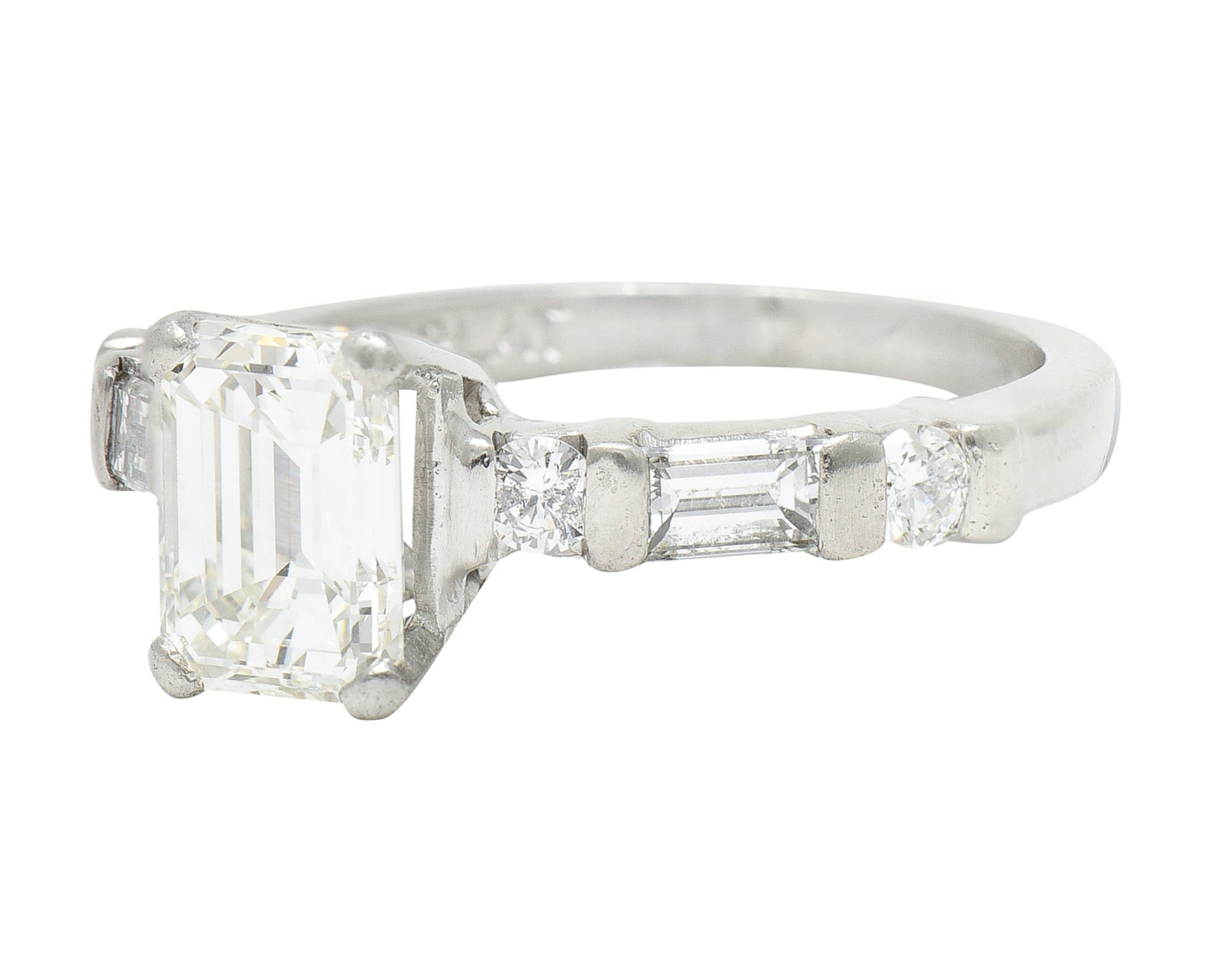 Mid-Century 1.85 CTW Emerald Cut Diamond Platinum Engagement Ring Circa 1950 Wilson's Antique & Estate Jewelry