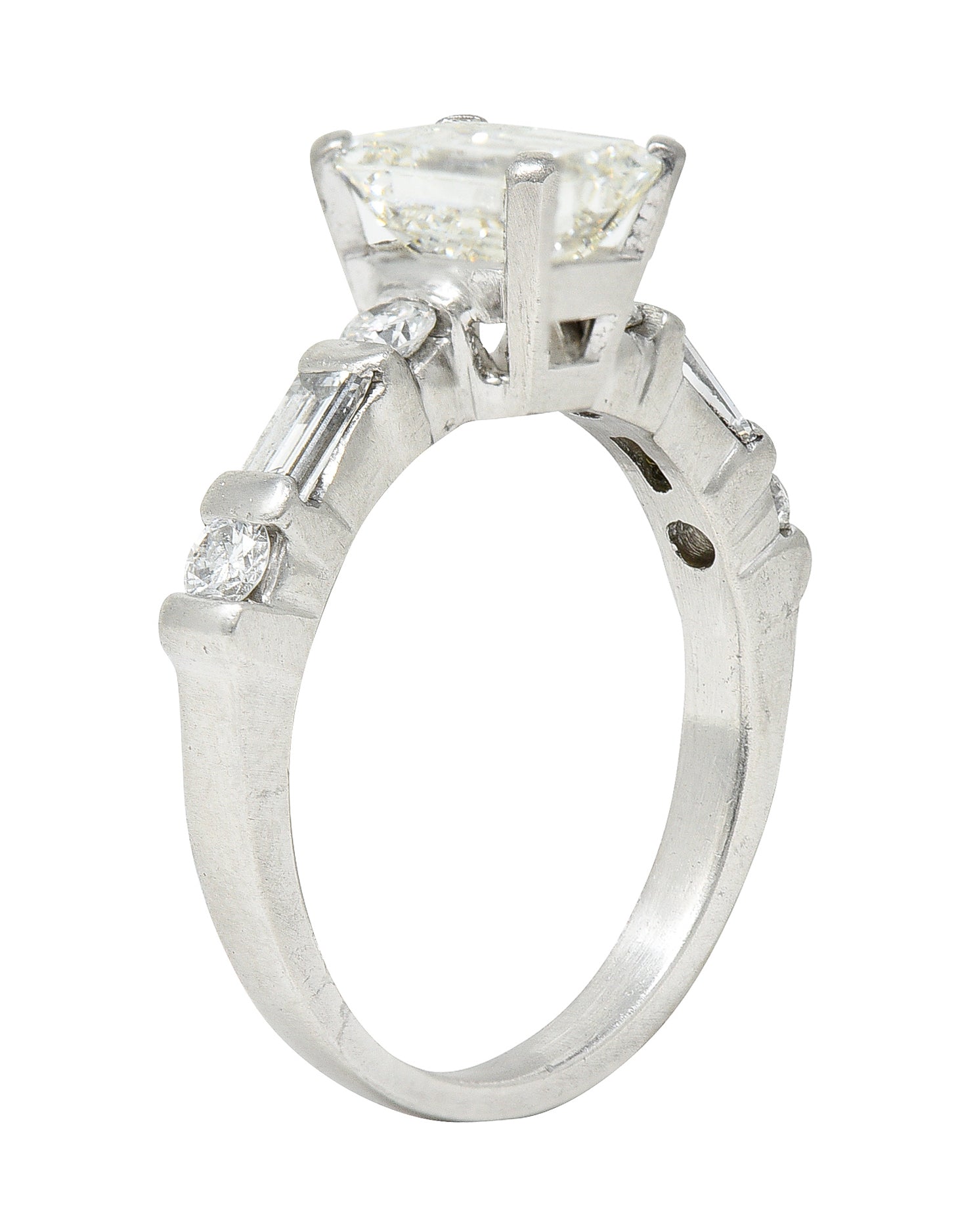 Mid-Century 1.85 CTW Emerald Cut Diamond Platinum Engagement Ring Circa 1950 Wilson's Antique & Estate Jewelry