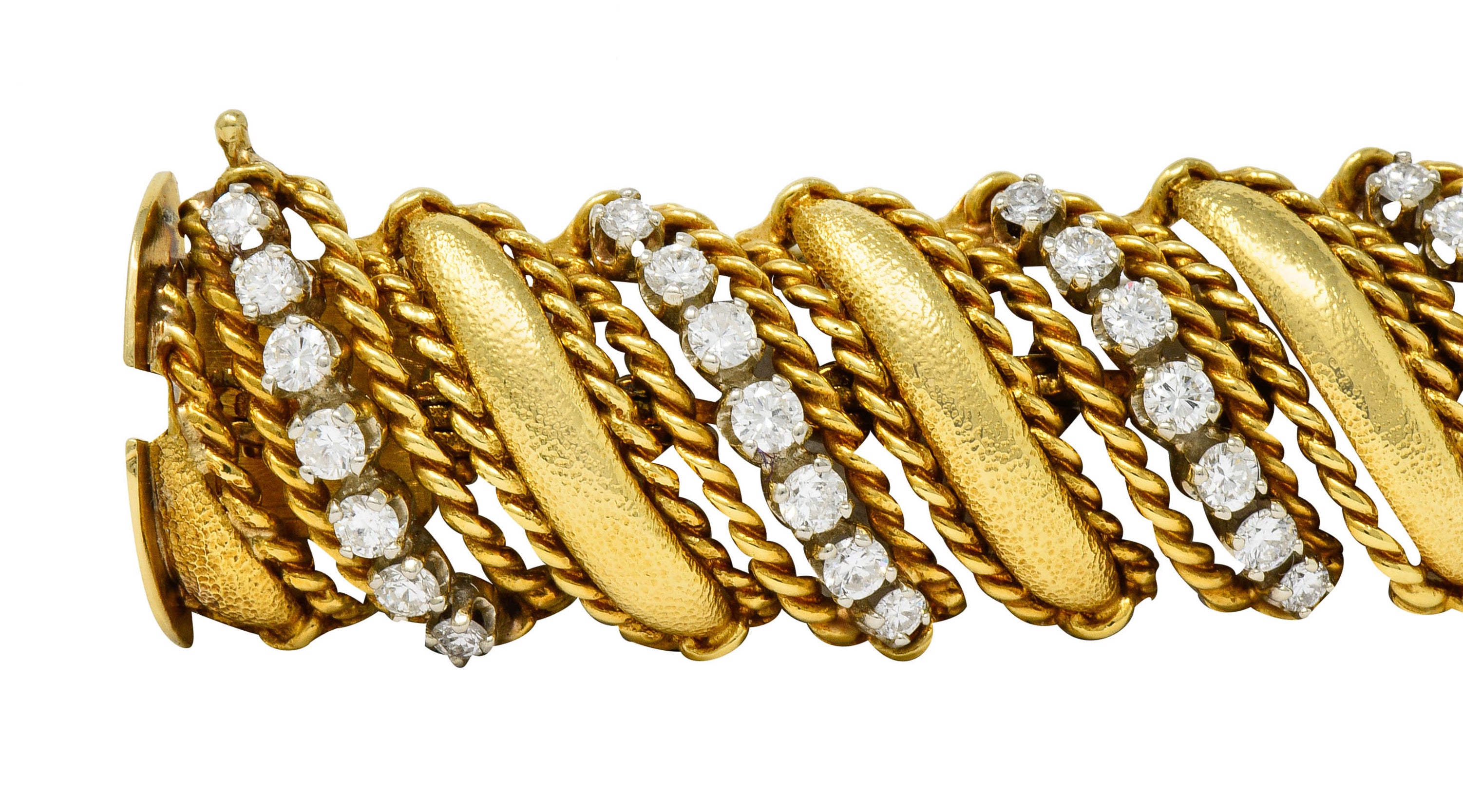 1970's Vintage 7.92 CTW Diamond 18 Karat Gold Link Bracelet - Wilson's Estate Jewelry