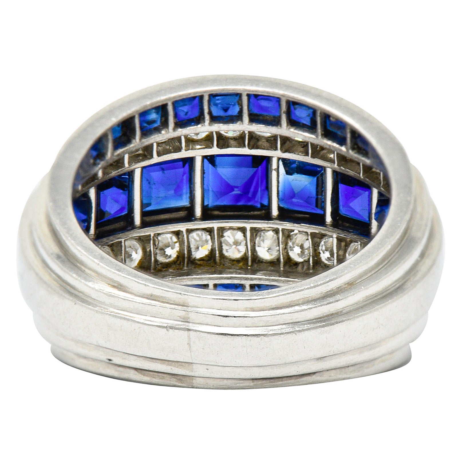 1950's Mid-Century 3.90 CTW Sapphire Diamond Platinum Band RingRing - Wilson's Estate Jewelry