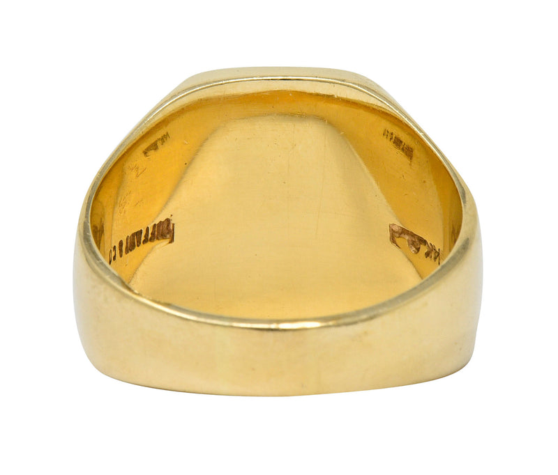 Victorian Tiffany and Co Enamel 14 Karat Gold Unisex Gryphon Signet Ring - Wilson's Estate Jewelry