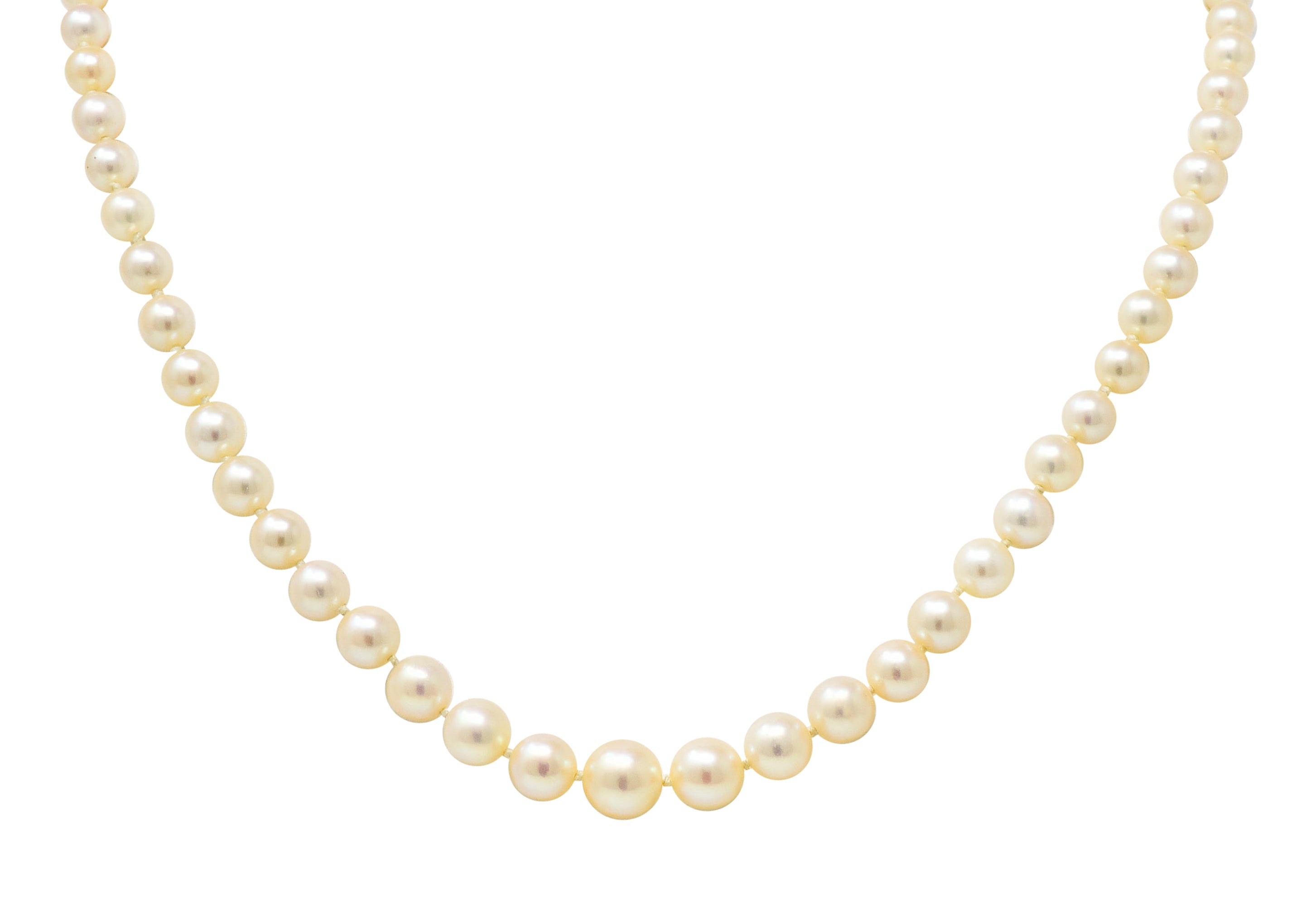 1950's Mid-Century 1.08 CTW Diamond Pearl Platinum Strand NecklaceNecklace - Wilson's Estate Jewelry