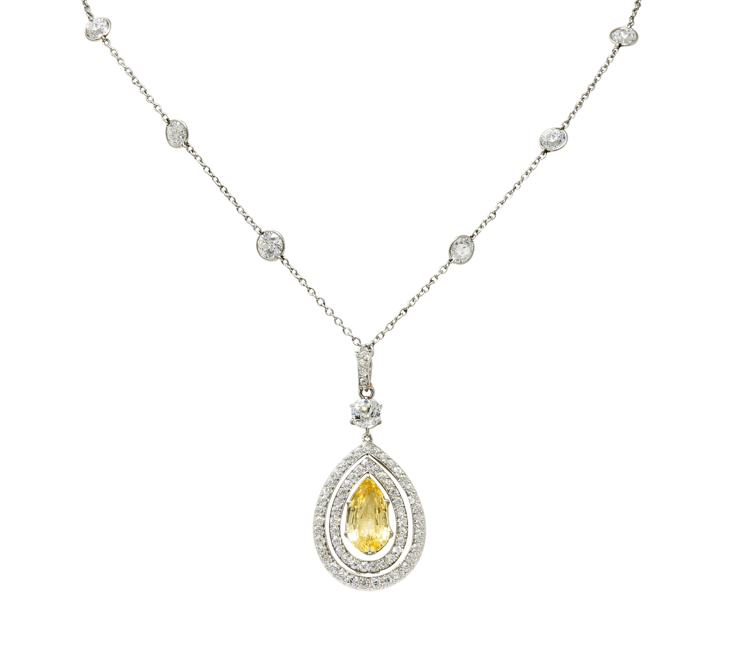 Belle Epoque 16.20 CTW Diamond Sapphire Platinum Pear Drop Enhancer NecklaceNecklace - Wilson's Estate Jewelry