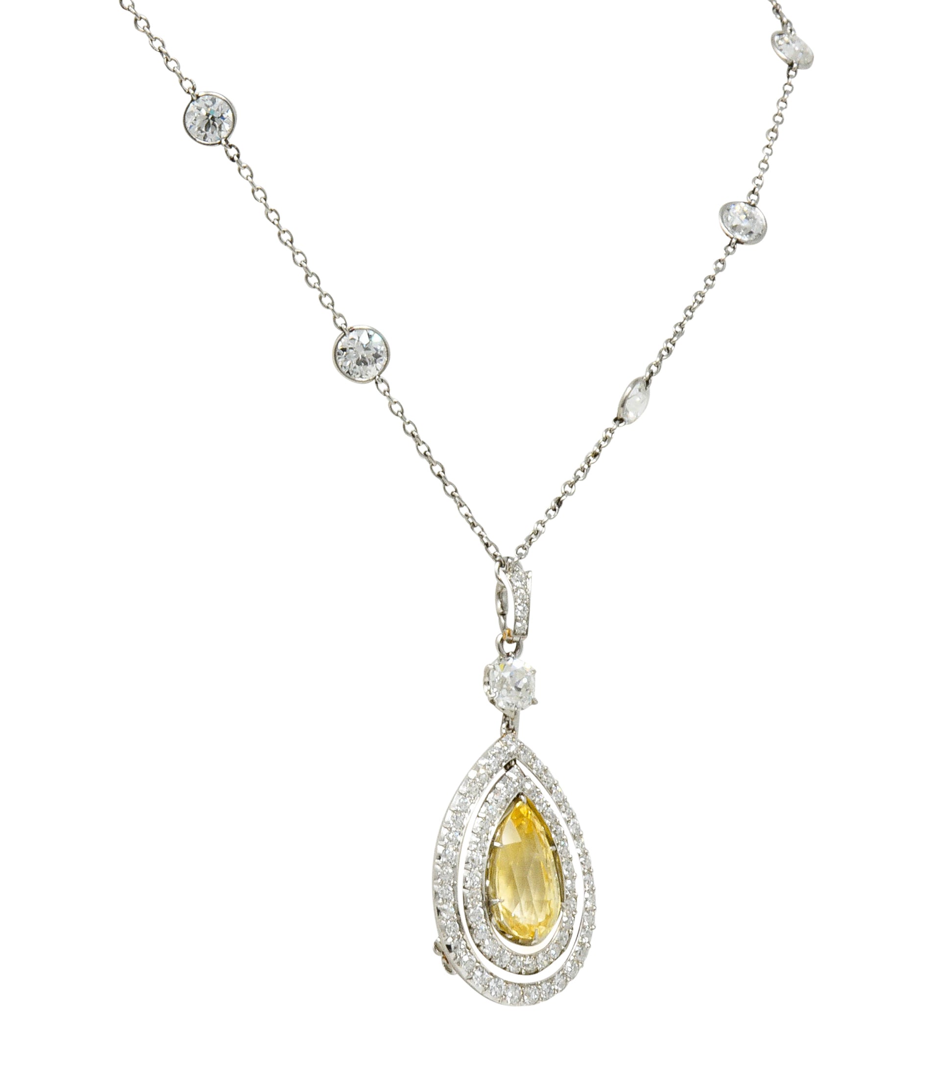 Belle Epoque 16.20 CTW Diamond Sapphire Platinum Pear Drop Enhancer NecklaceNecklace - Wilson's Estate Jewelry