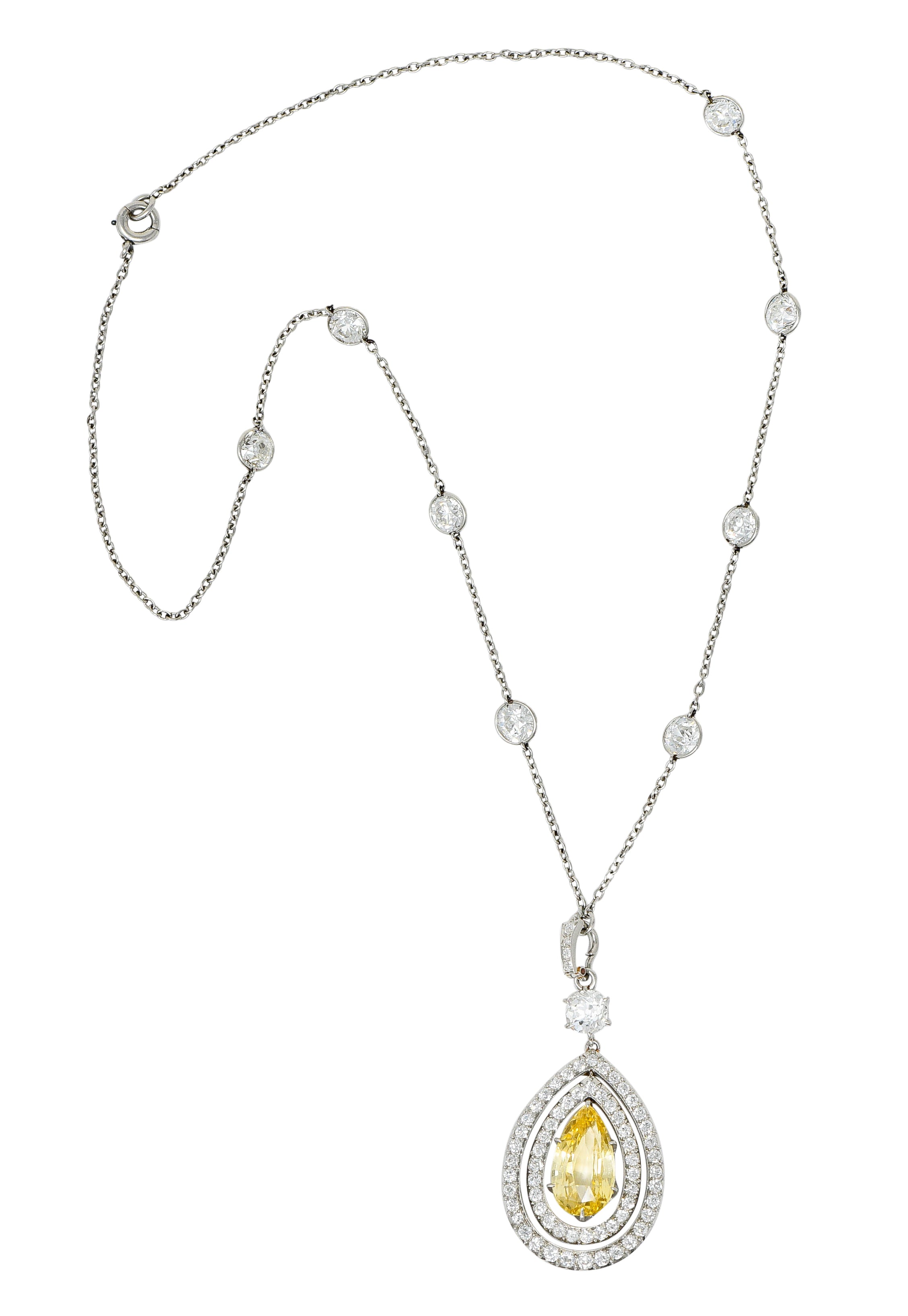 Belle Epoque 16.20 CTW Diamond Sapphire Platinum Pear Drop Enhancer NecklaceNecklace - Wilson's Estate Jewelry