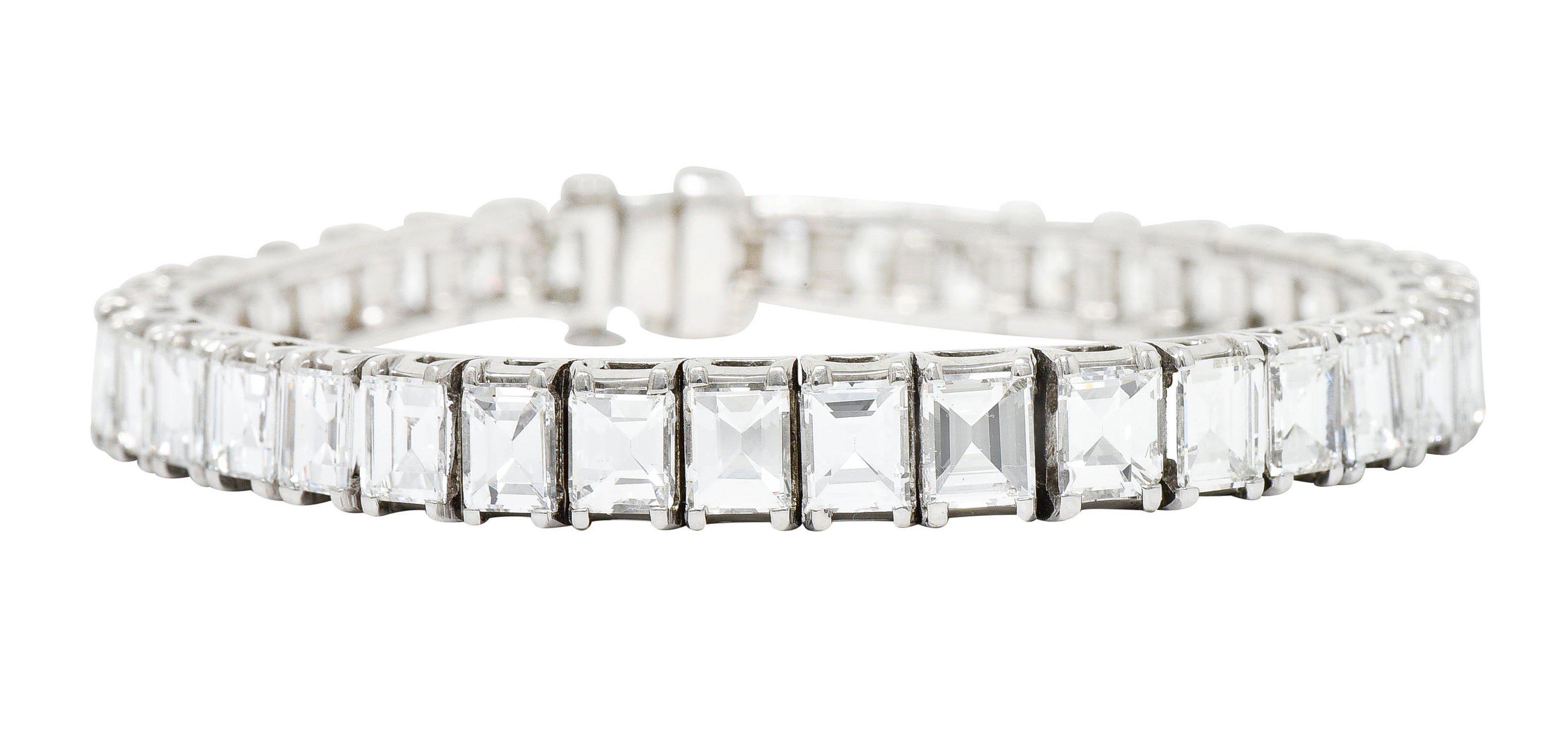 1950's Mid-Century 19.25 CTW Step Cut Diamond Platinum Tennis Line Braceletbracelet - Wilson's Estate Jewelry