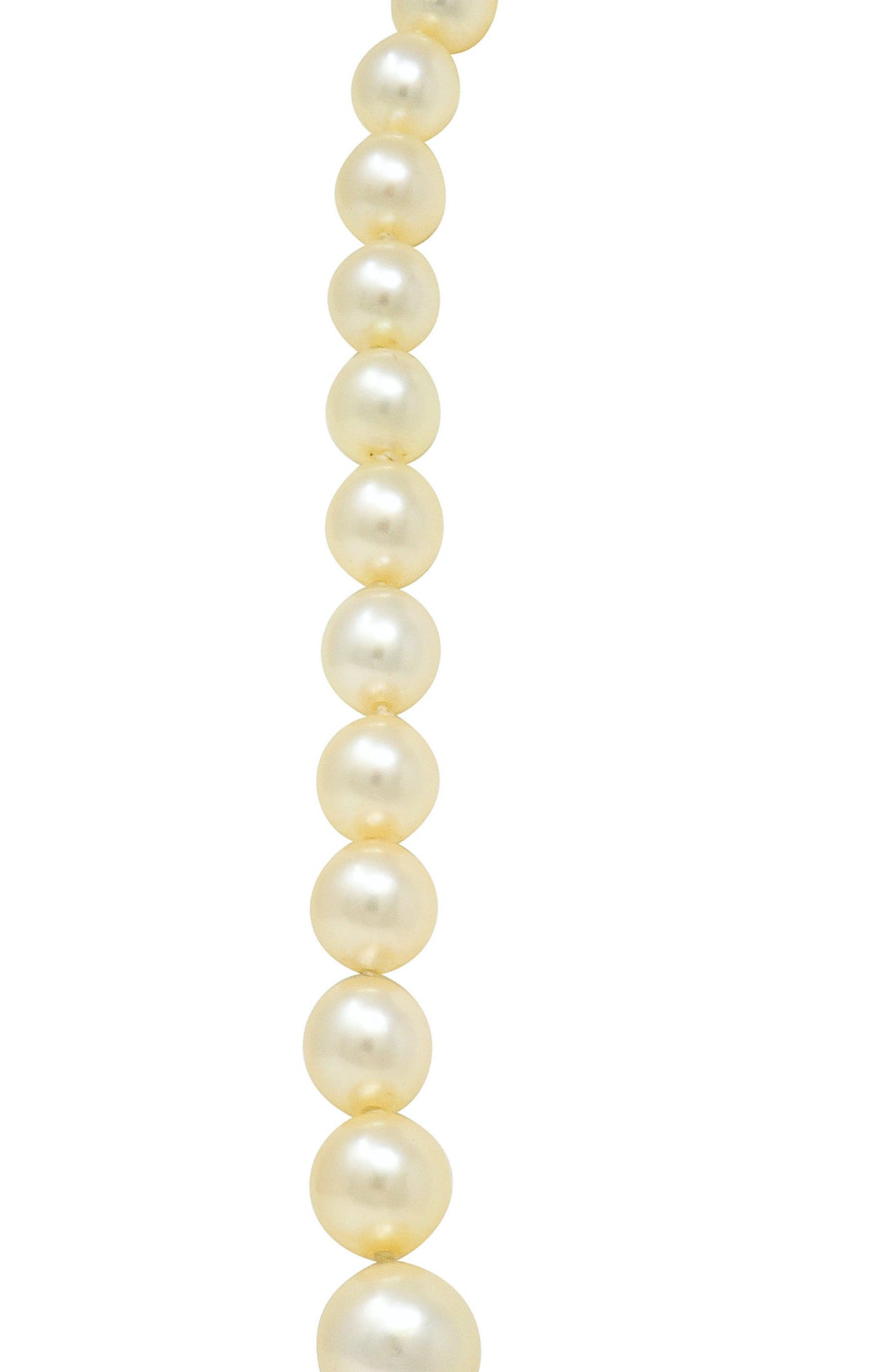 Vintage Marquise Diamond Platinum Graduated Pearl Strand Necklace - Wilson's Estate Jewelry