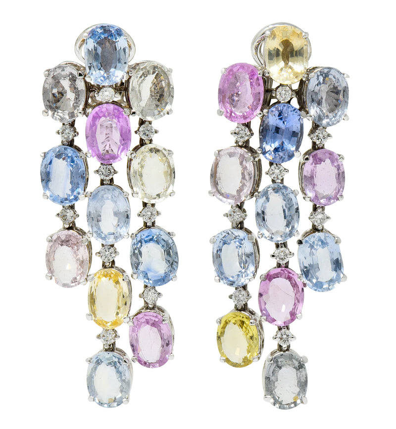 Antonini 32.45 CTW Sapphire Diamond 18 Karat White Gold Italian Chandelier EarringsEarrings - Wilson's Estate Jewelry