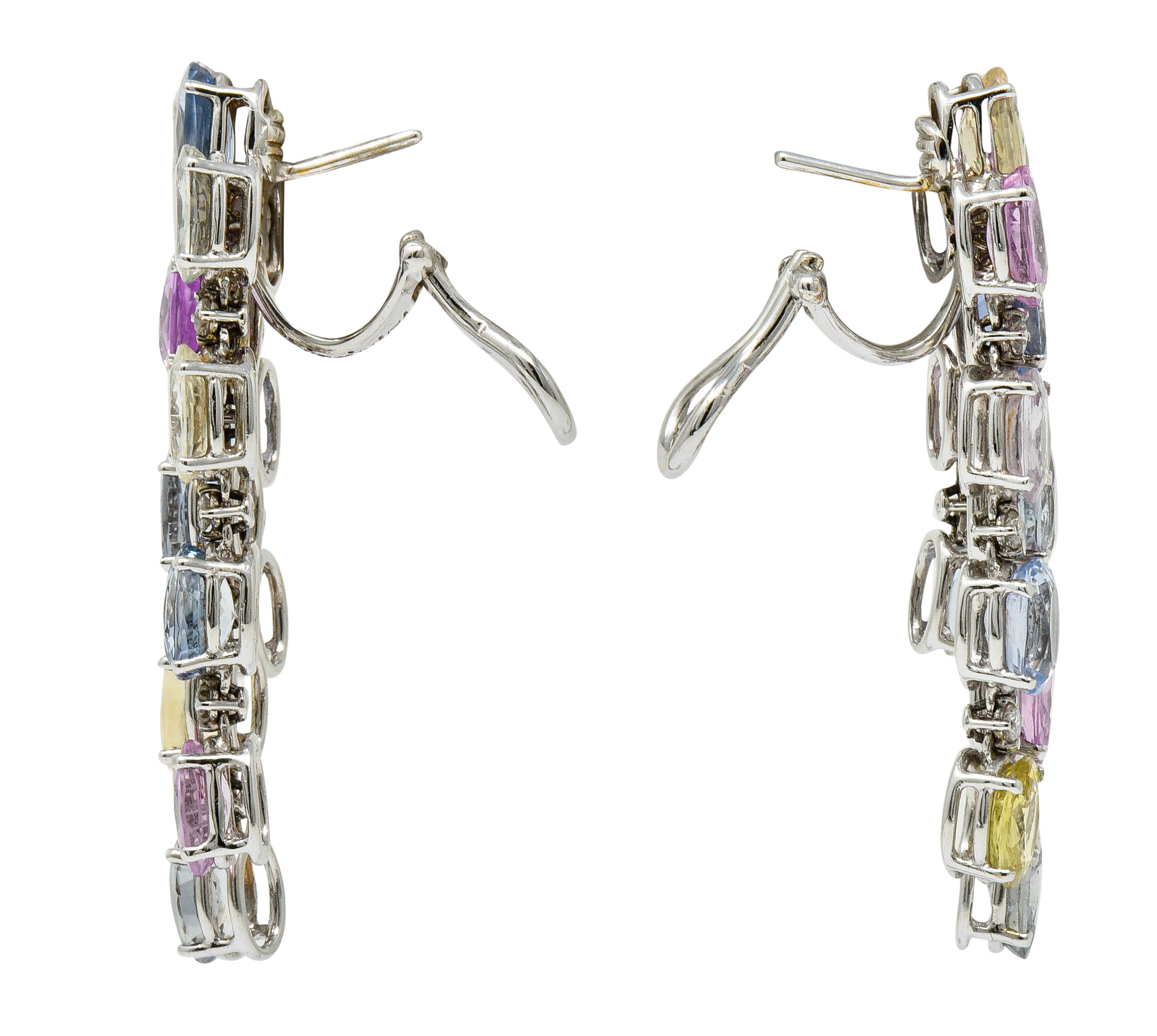 Antonini 32.45 CTW Sapphire Diamond 18 Karat White Gold Italian Chandelier EarringsEarrings - Wilson's Estate Jewelry