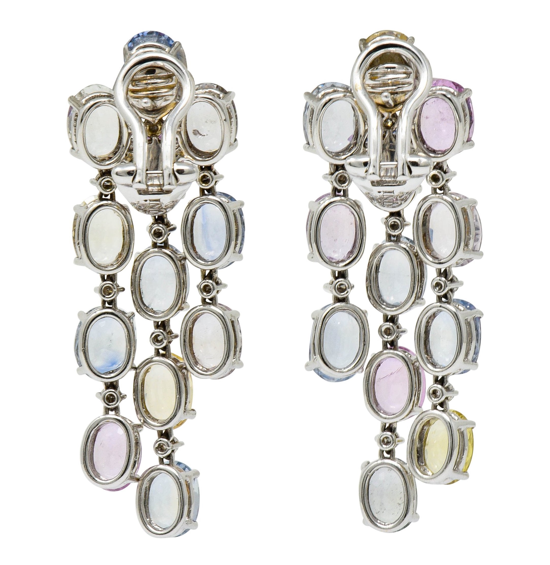 Antonini 32.45 CTW Sapphire Diamond 18 Karat White Gold Italian Chandelier EarringsEarrings - Wilson's Estate Jewelry