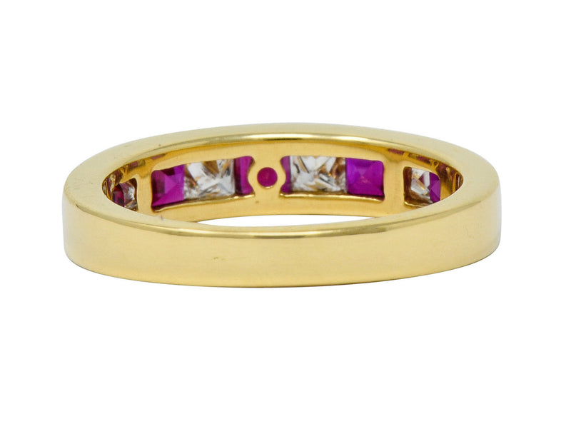 Tiffany & Co. 1.30 CTW Ruby Diamond 18 Karat Gold Channel Band Circa 1990 - Wilson's Estate Jewelry