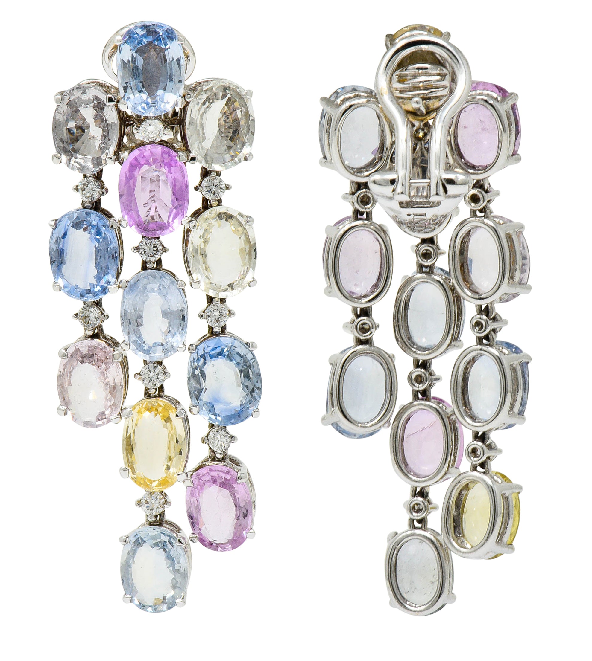 Antonini 32.45 CTW Sapphire Diamond 18 Karat White Gold Italian Chandelier EarringsEarrings - Wilson's Estate Jewelry