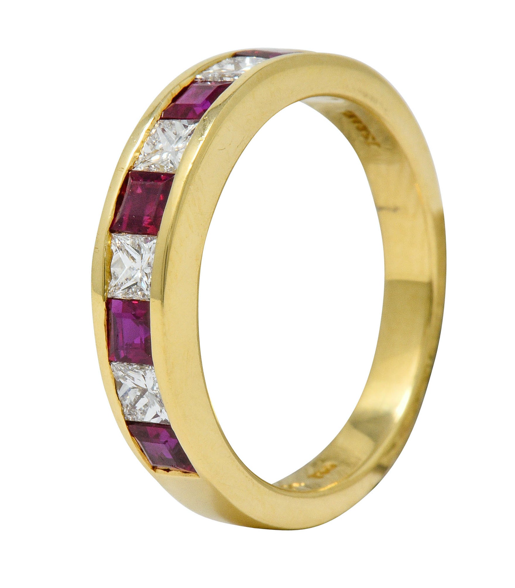 Tiffany & Co. 1.30 CTW Ruby Diamond 18 Karat Gold Channel Band Circa 1990 - Wilson's Estate Jewelry