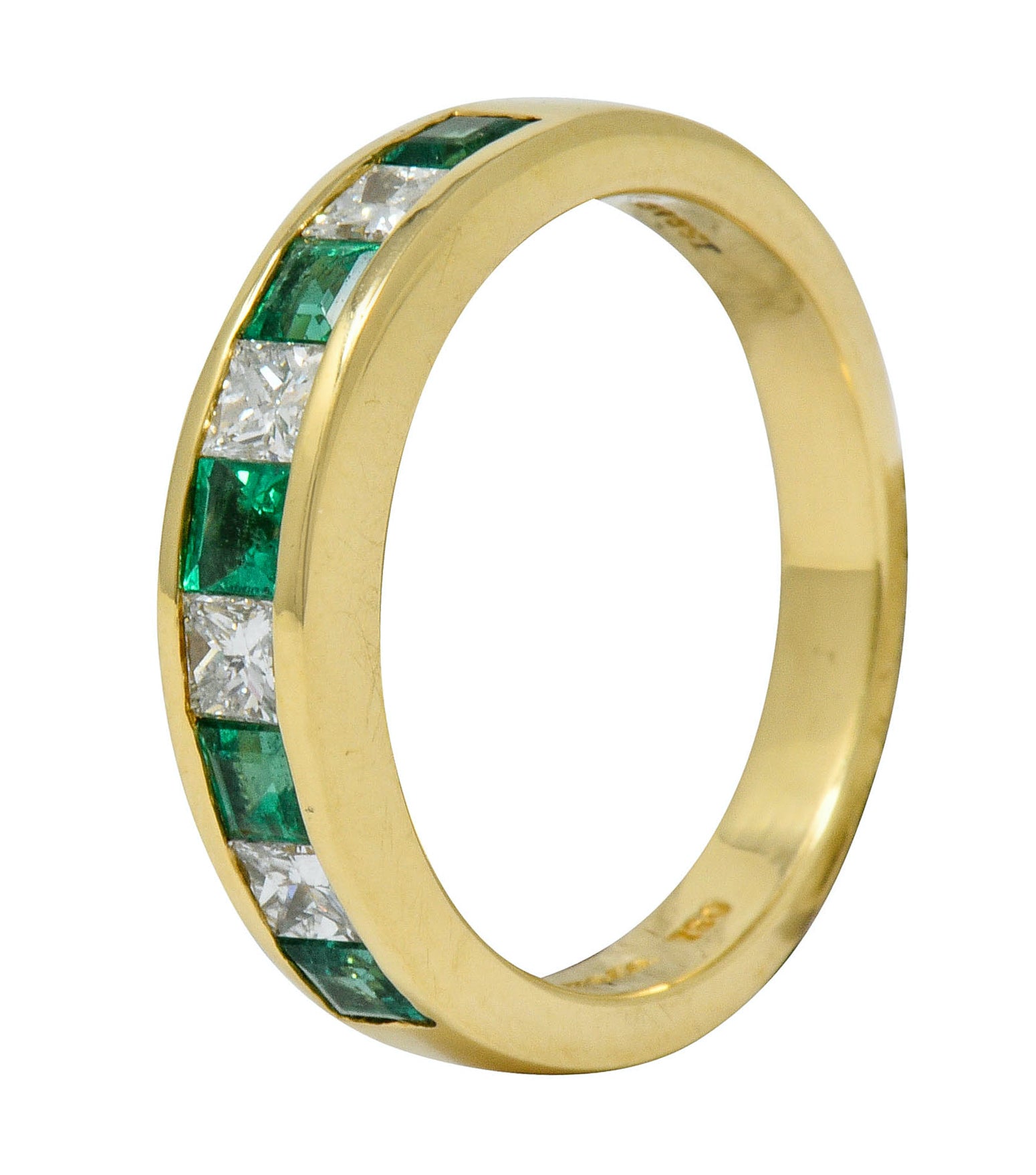 Tiffany & Co. 1.10 CTW Emerald Diamond 18 Karat Gold Channel Band Circa 1990 - Wilson's Estate Jewelry