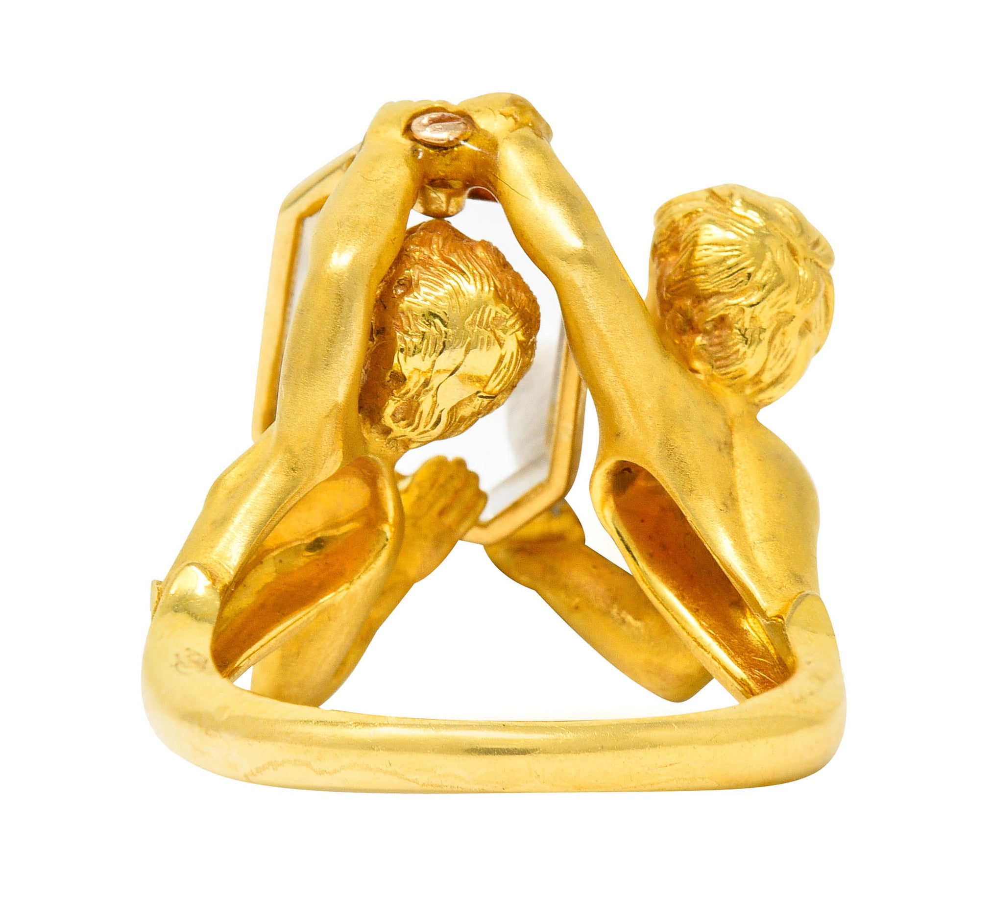 Carrera Y Carrera Rock Crystal 18 Karat Gold Cherubic RingRing - Wilson's Estate Jewelry