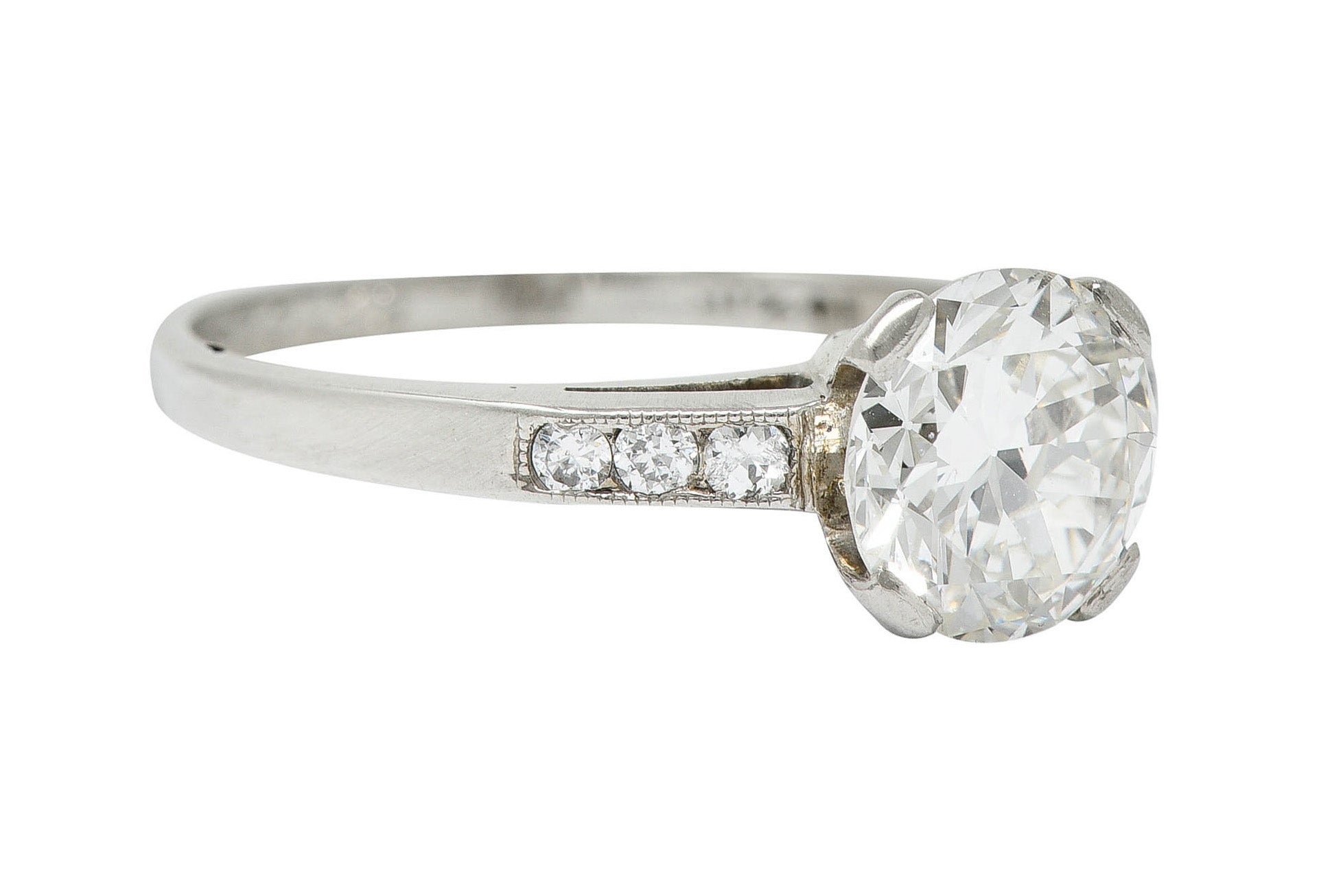 Art Deco 1.20 CTW Diamond Platinum Wide Prong Engagement RingRing - Wilson's Estate Jewelry