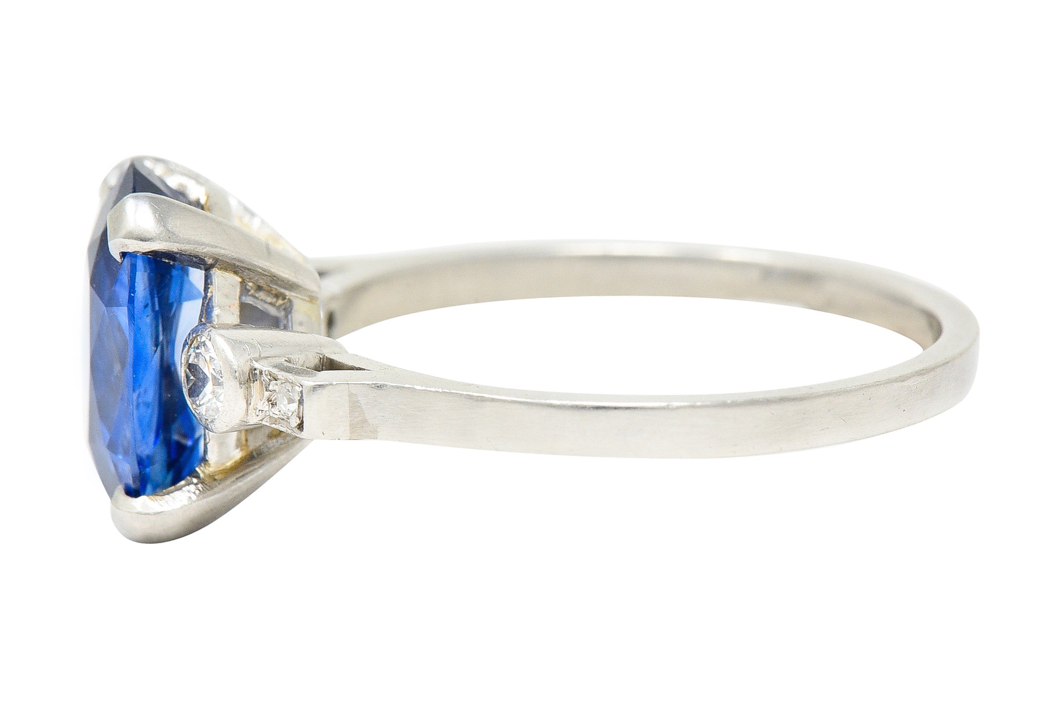 Mid-Century 3.21 CTW No-Heat Ceylon Sapphire Old European Cut Diamond Platinum Vintage Gemstone Ring GIA Wilson's Estate Jewelry