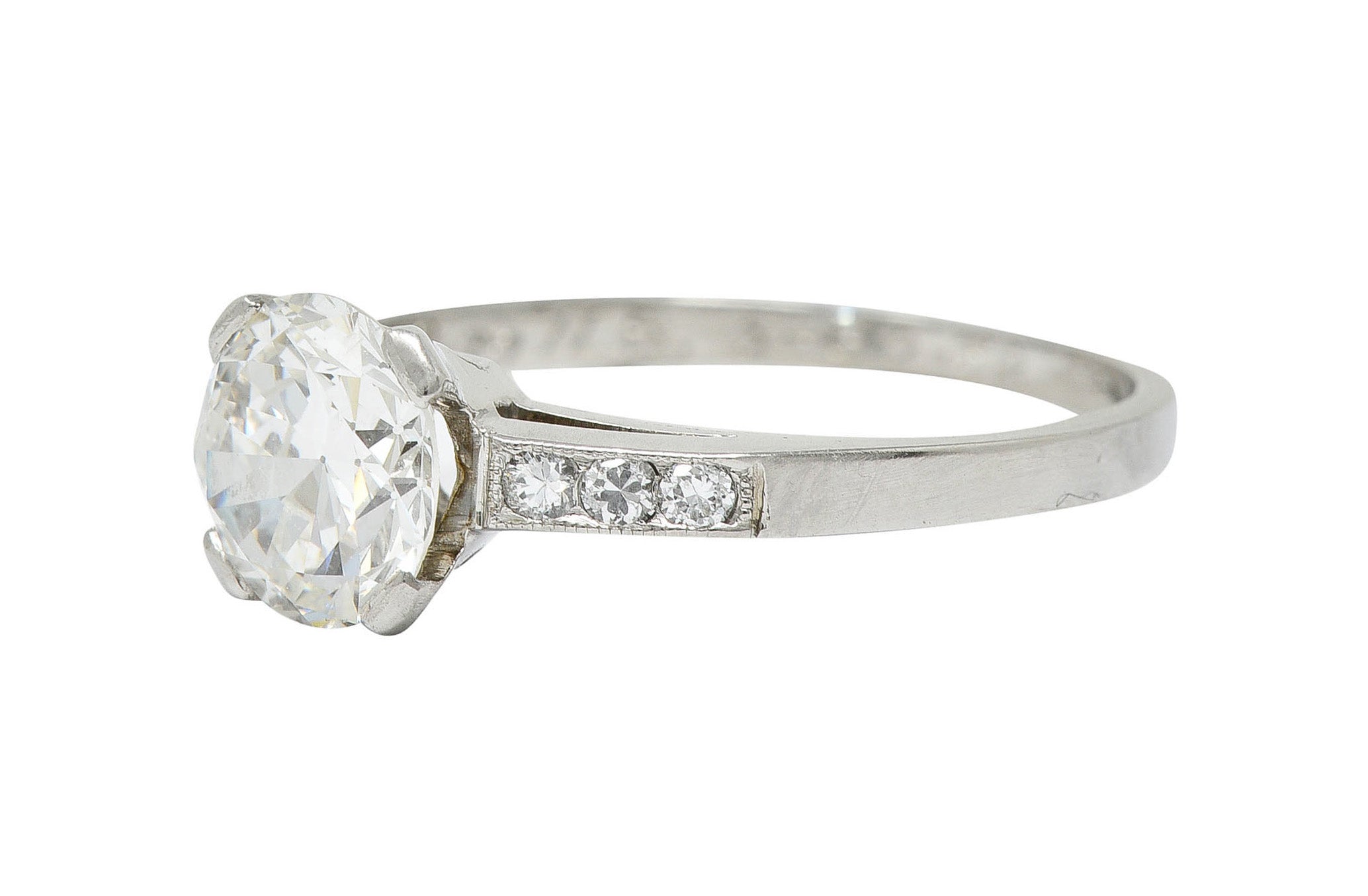 Art Deco 1.20 CTW Diamond Platinum Wide Prong Engagement RingRing - Wilson's Estate Jewelry