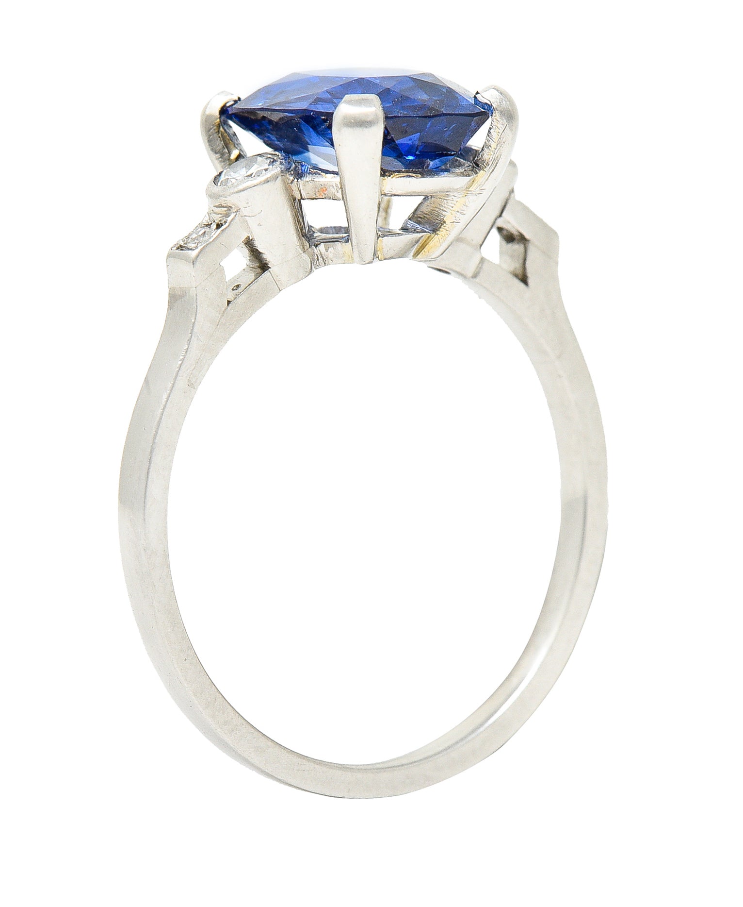 Mid-Century 3.21 CTW No-Heat Ceylon Sapphire Old European Cut Diamond Platinum Vintage Gemstone Ring GIA Wilson's Estate Jewelry