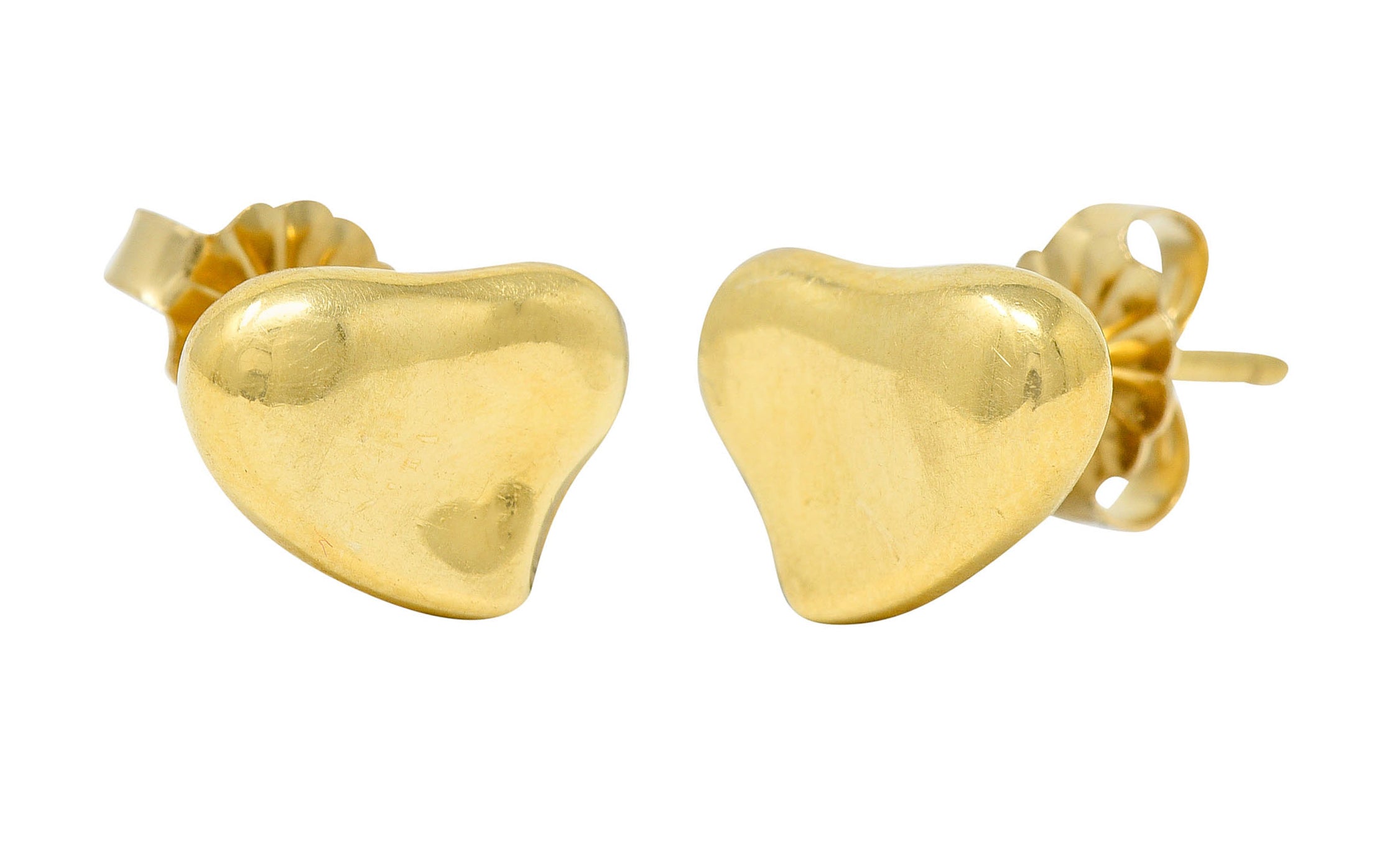 Elsa Peretti Tiffany & Co. 18 Karat Gold Full Heart Stud EarringsEarrings - Wilson's Estate Jewelry