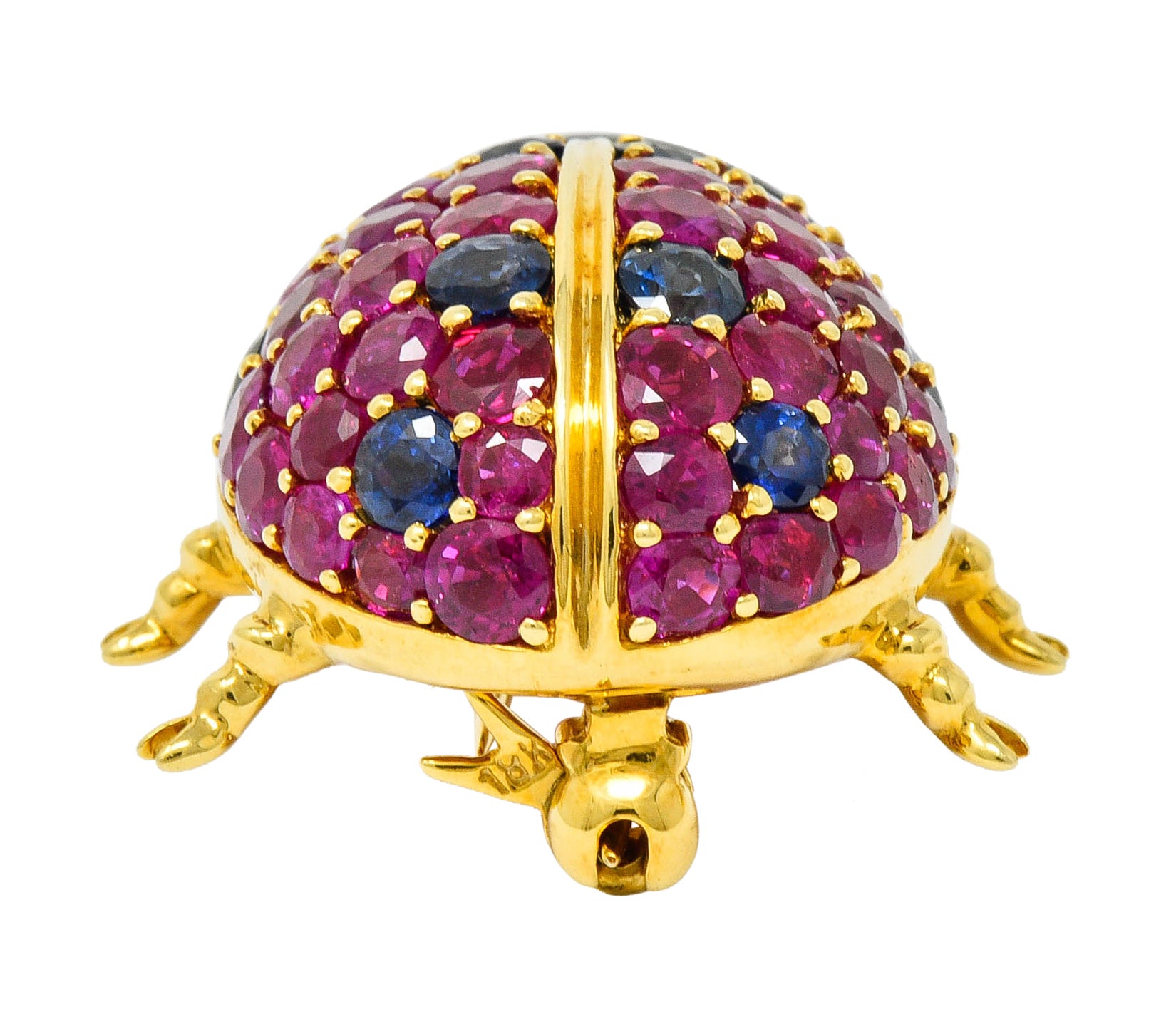 Vintage Sapphire Ruby Onyx Diamond 18 Karat Gold Ladybug BroochBrooch - Wilson's Estate Jewelry