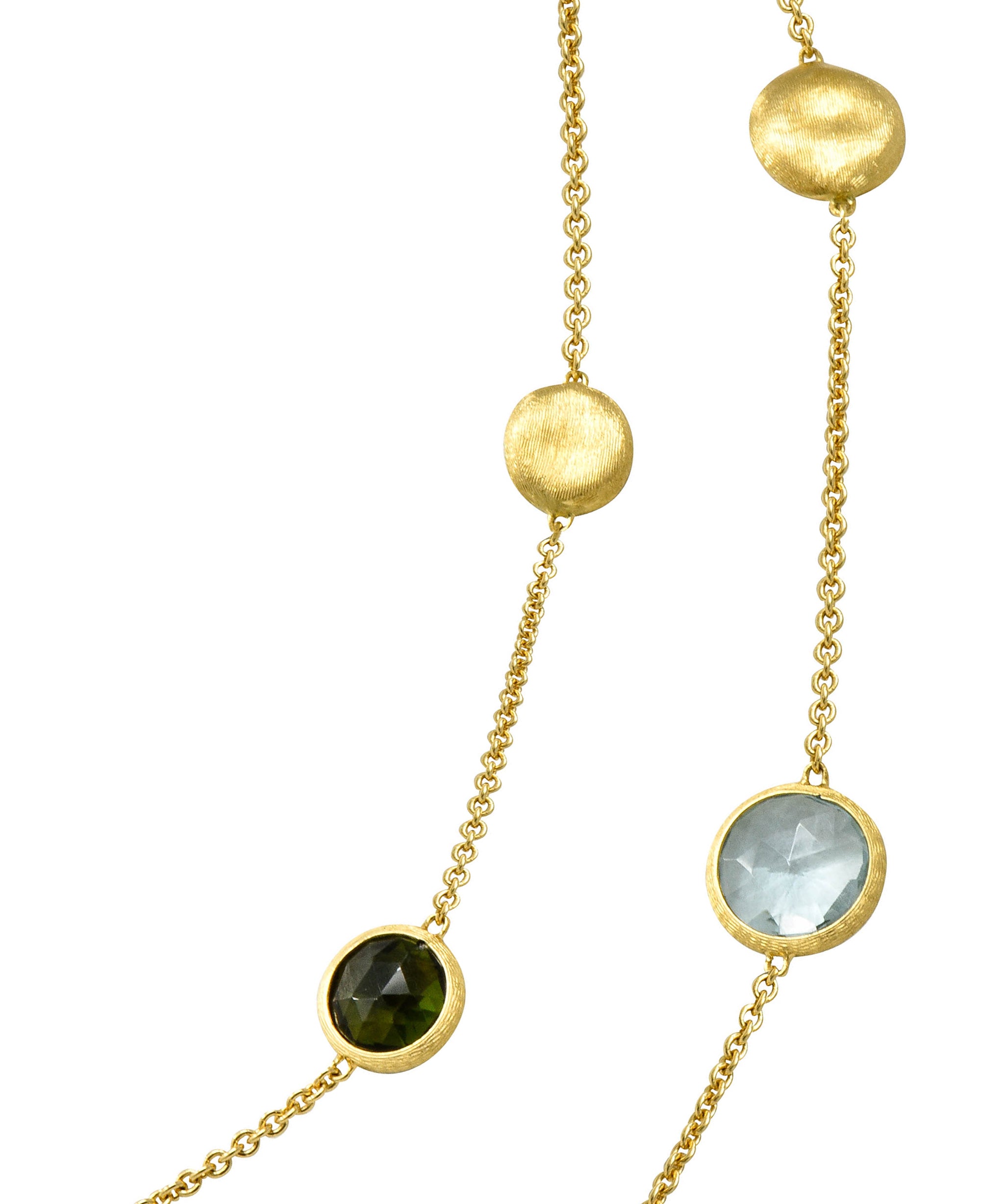 Marco Bicego Multi-Gem 18 Karat Gold Long Chain Confetti Necklace - Wilson's Estate Jewelry