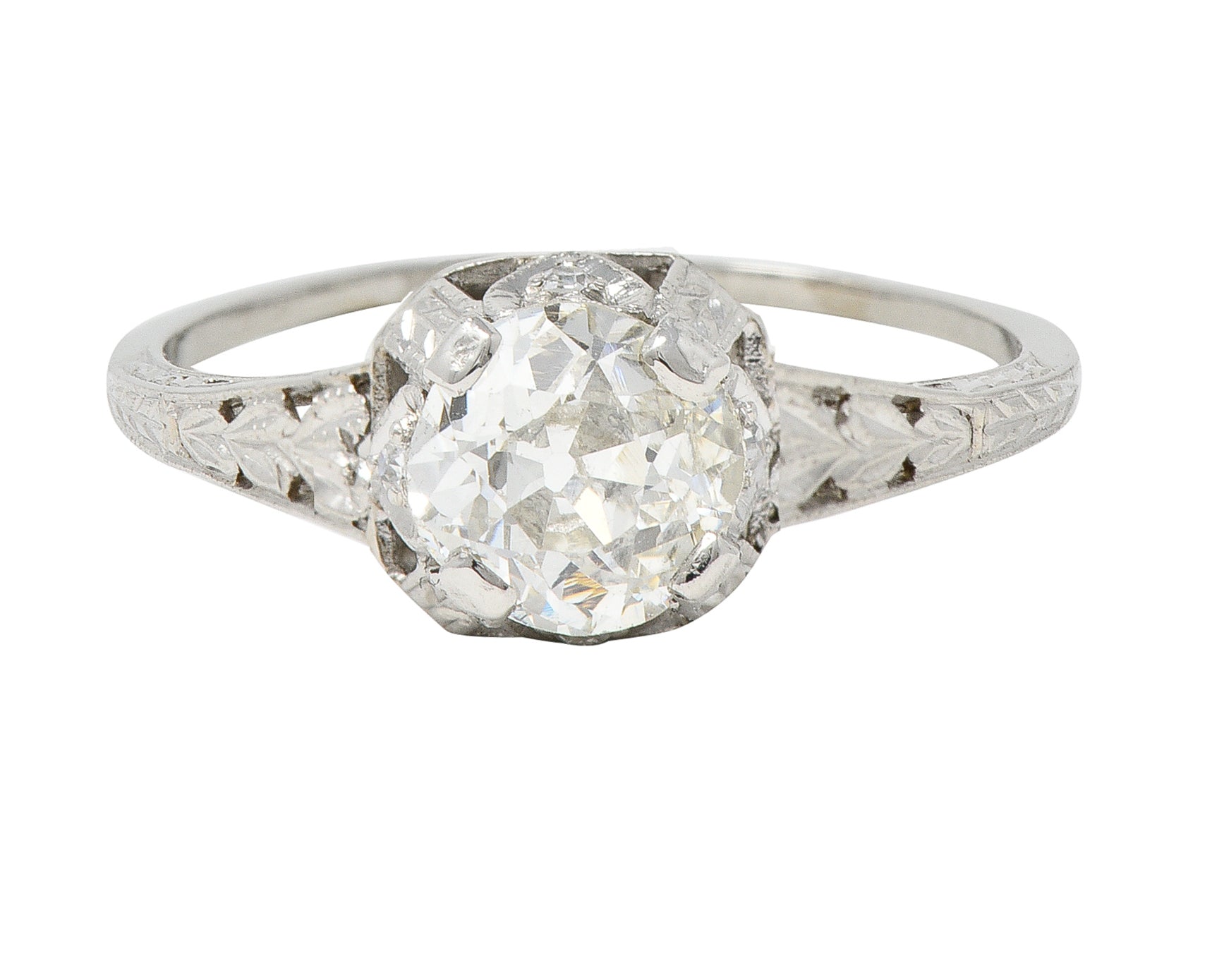 Art Deco 0.91 CTW Diamond Platinum Heart Vintage Engagement Ring