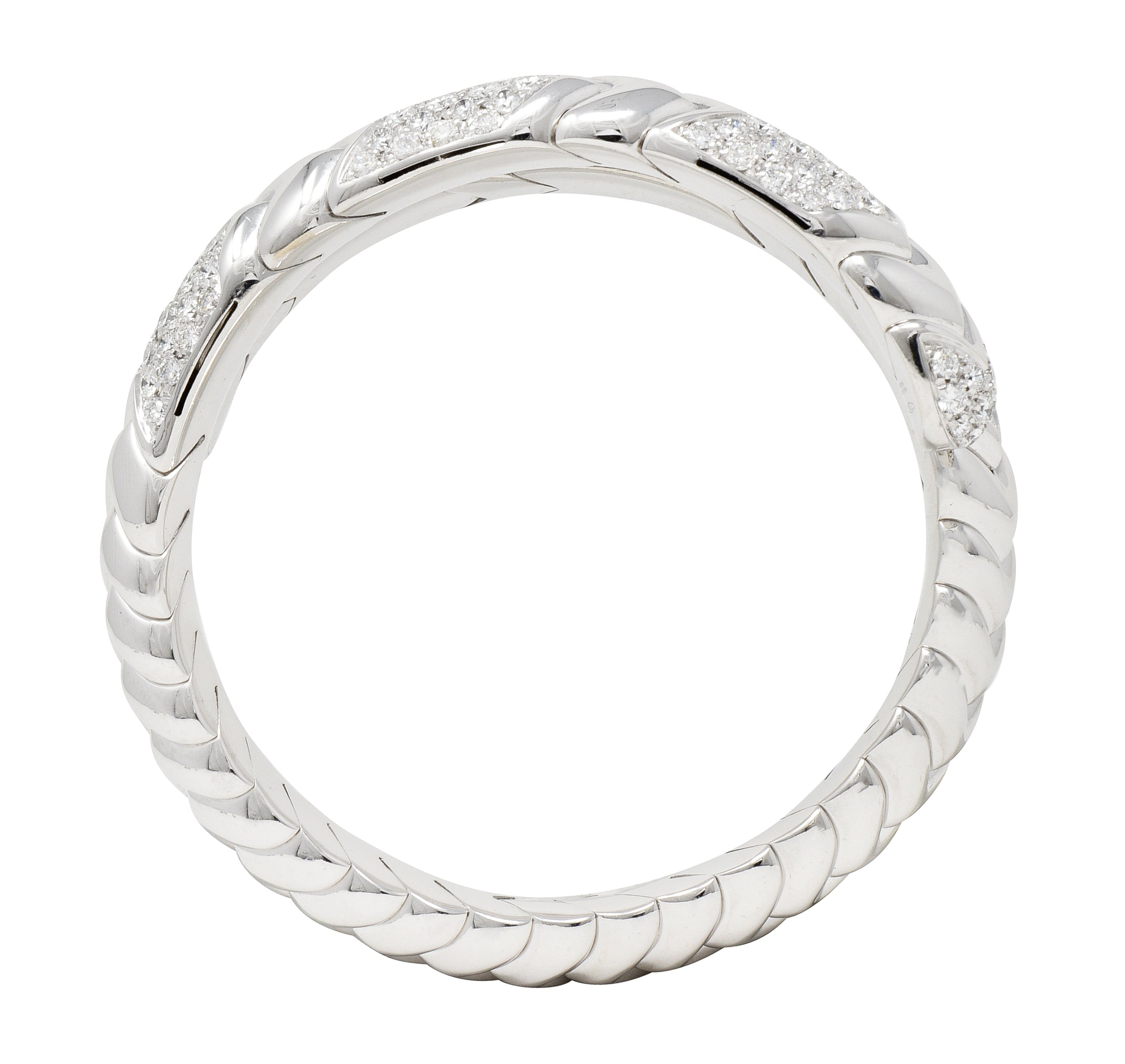 Bulgari French 6.50 CTW Diamond 18 Karat White Gold Spiga Serpenti Wrap Cuff Bracelet Wilson's Estate Jewelry