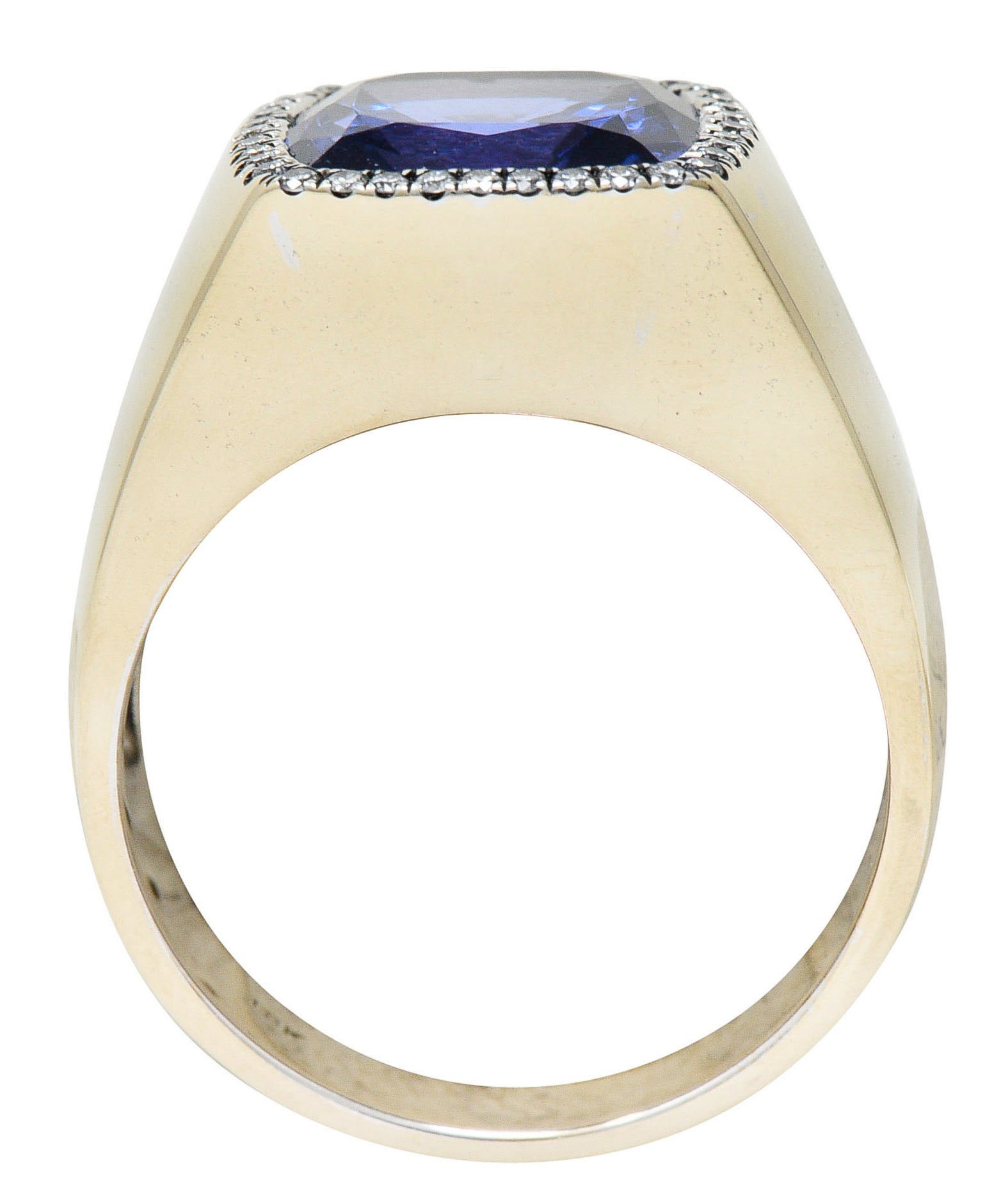 Tanzanite Diamond Halo 18 Karat White Gold Unisex Gemstone RingRing - Wilson's Estate Jewelry