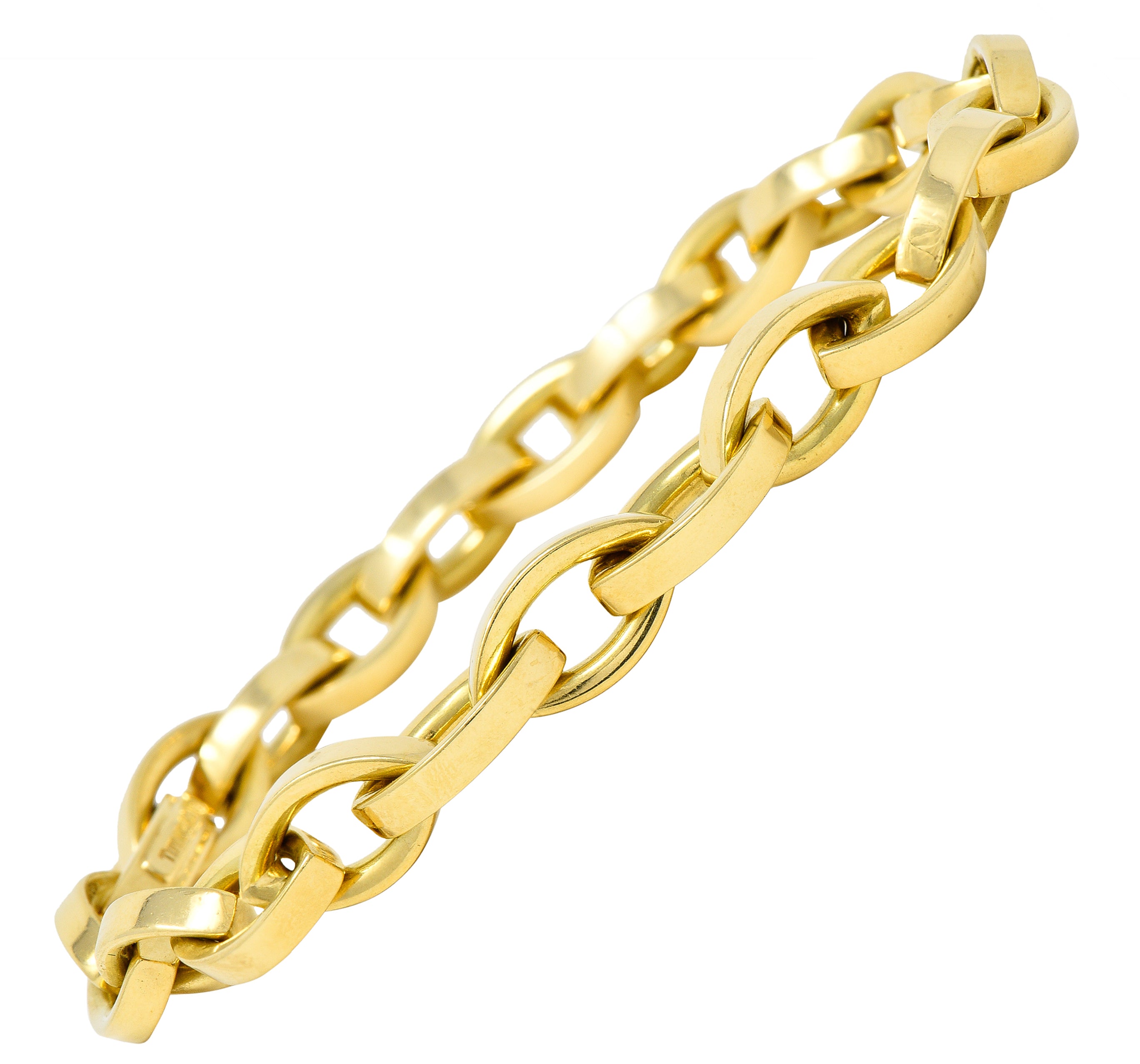 Tiffany & Co. 1990's 18 Karat Yellow Gold Vintage Marquise Link Bracelet Wilson's Estate Jewelry