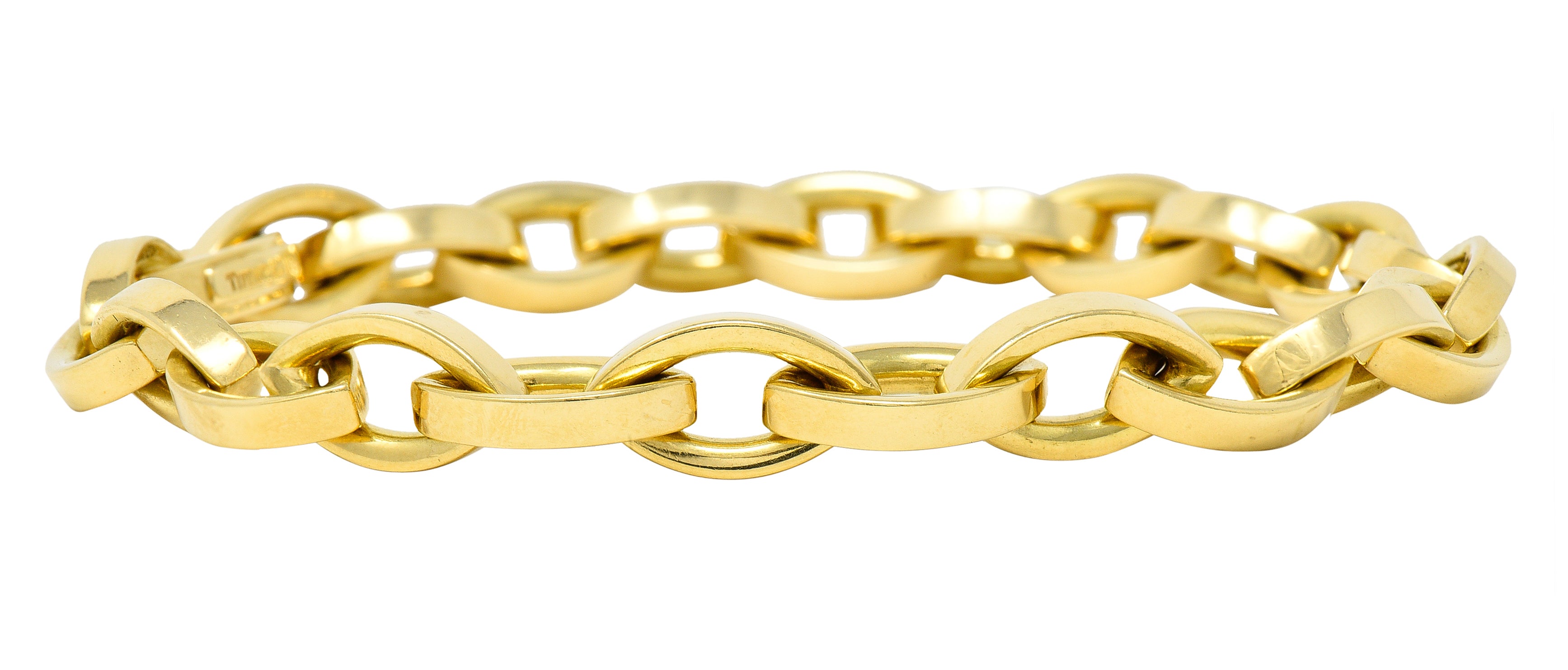 Tiffany & Co. 1990's 18 Karat Yellow Gold Vintage Marquise Link Bracelet Wilson's Estate Jewelry