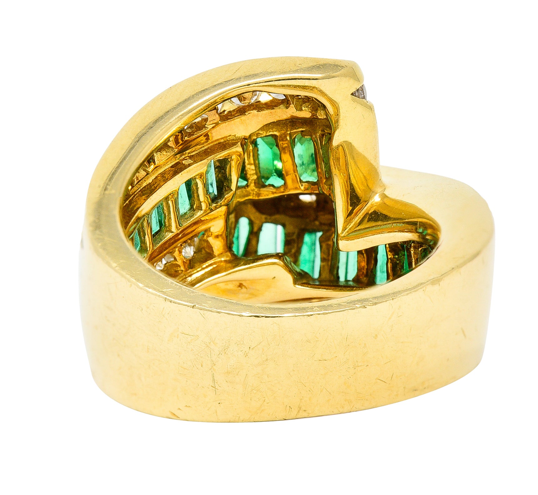 Charles Krypell 4.00 CTW Emerald Diamond 18 Karat Gold Ribbon Ring Wilson's Antique & Estate Jewelry