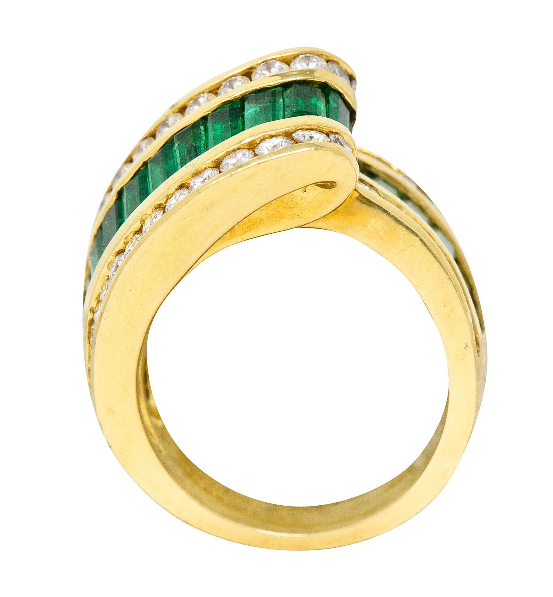 Charles Krypell 4.00 CTW Emerald Diamond 18 Karat Gold Ribbon Ring Wilson's Antique & Estate Jewelry