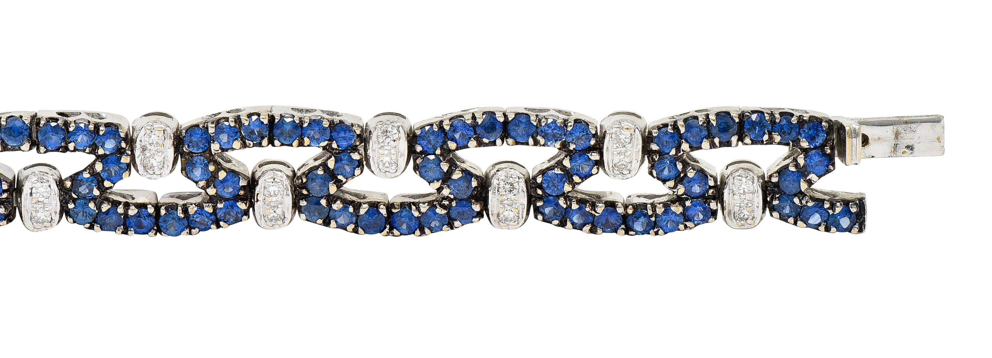 Vintage 6.50 CTW Sapphire Diamond 18 Karat White Gold Braceletbracelet - Wilson's Estate Jewelry