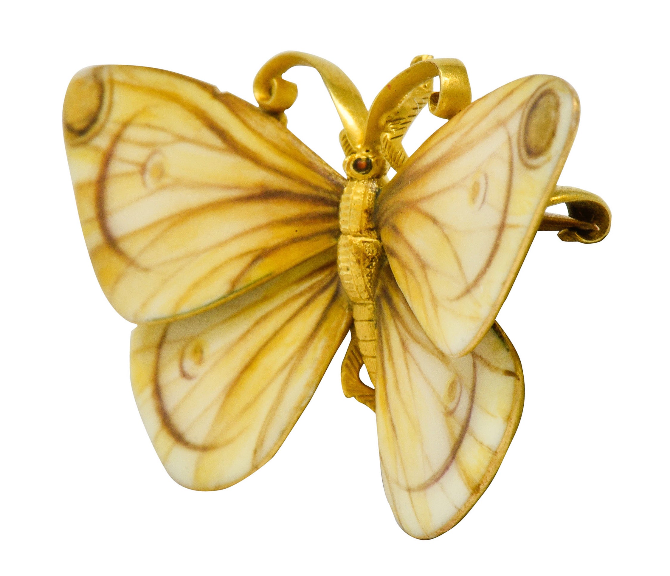 Antique Tiffany & Co. Paulding Farnham Victorian Enamel 18 Karat Gold Butterfly Brooch - Wilson's Estate Jewelry