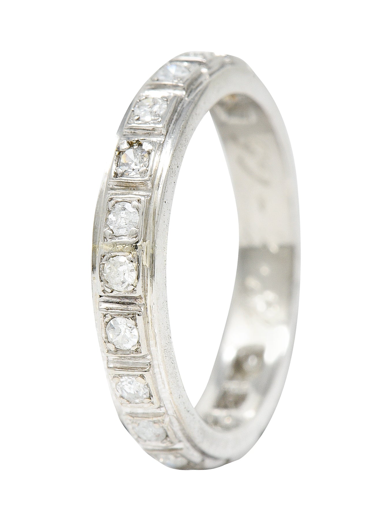 1965 Vintage 0.55 CTW Diamond 18 Karat White Gold Eternity Band Ring Wilson's Antique & Estate Jewelry