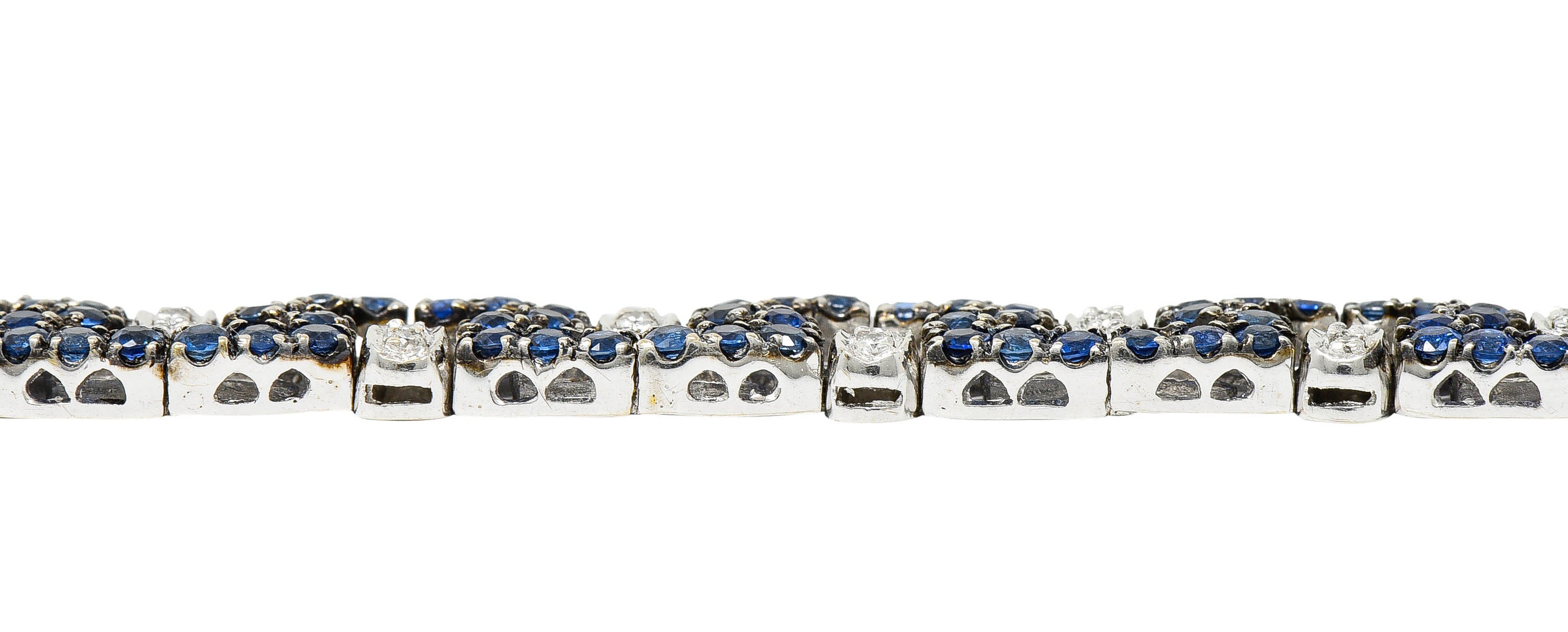 Vintage 6.50 CTW Sapphire Diamond 18 Karat White Gold Braceletbracelet - Wilson's Estate Jewelry