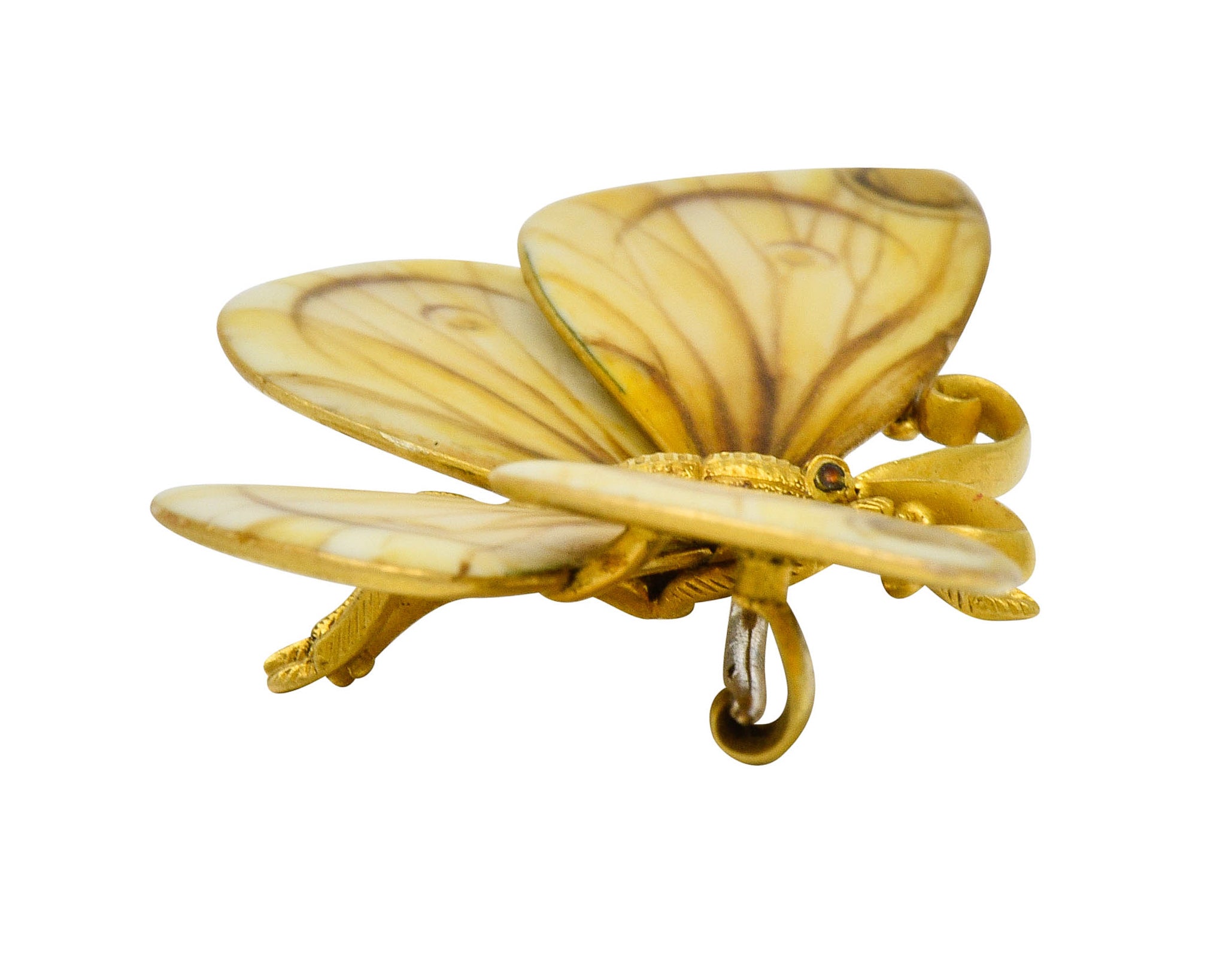 Antique Tiffany & Co. Paulding Farnham Victorian Enamel 18 Karat Gold Butterfly Brooch - Wilson's Estate Jewelry