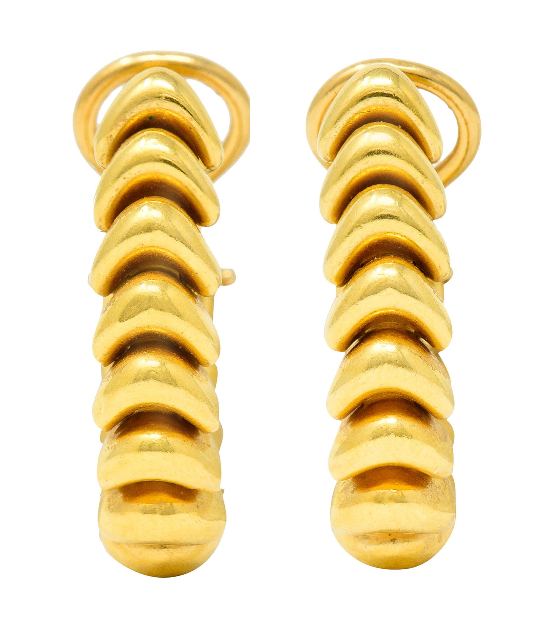 1970's Vintage Italian 18 Karat Gold Ribbed Hoop EarringsEarrings - Wilson's Estate Jewelry