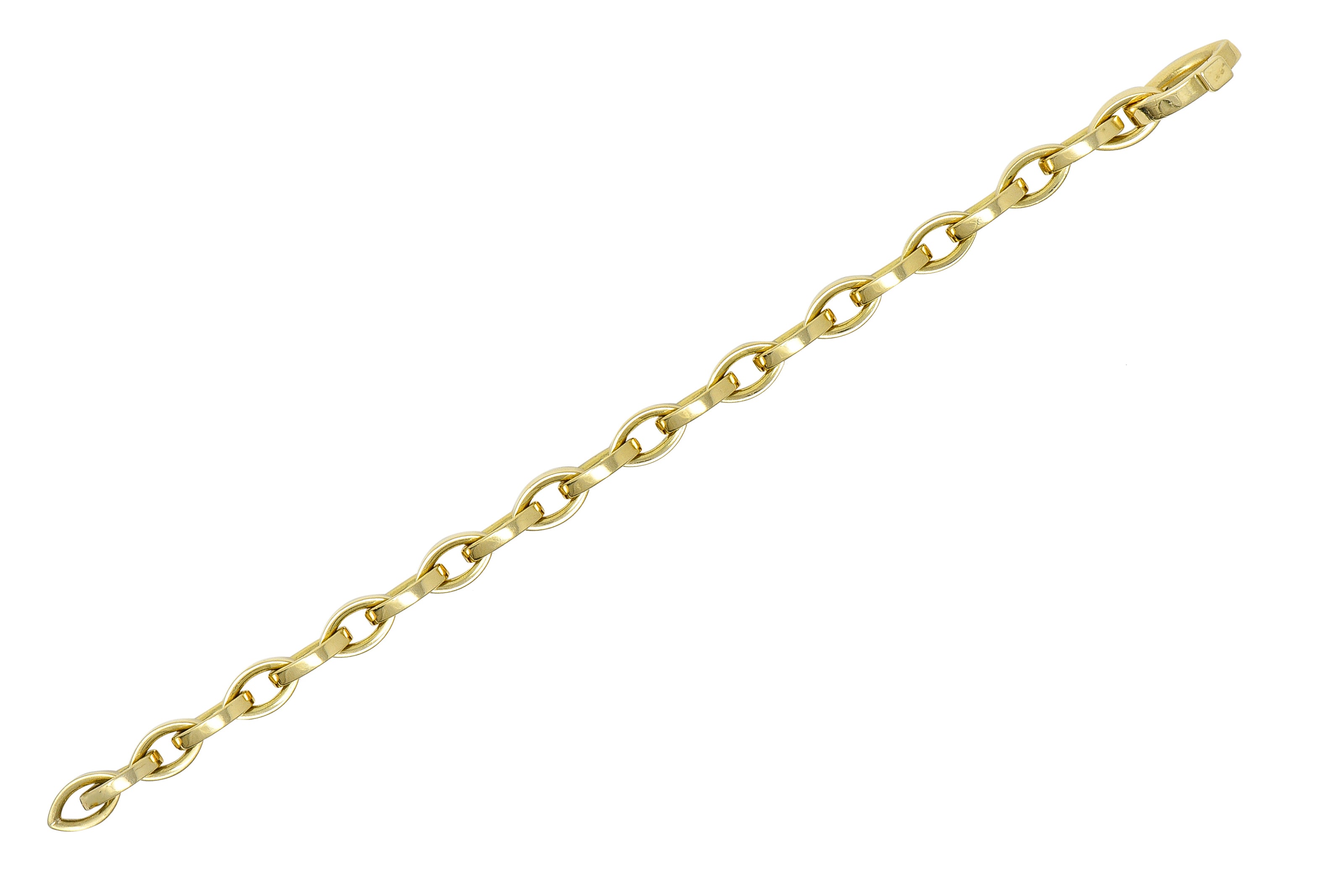 Tiffany & Co. 1990's 18 Karat Yellow Gold Vintage Marquise Link Bracelet Wilson's Estate Jewelry